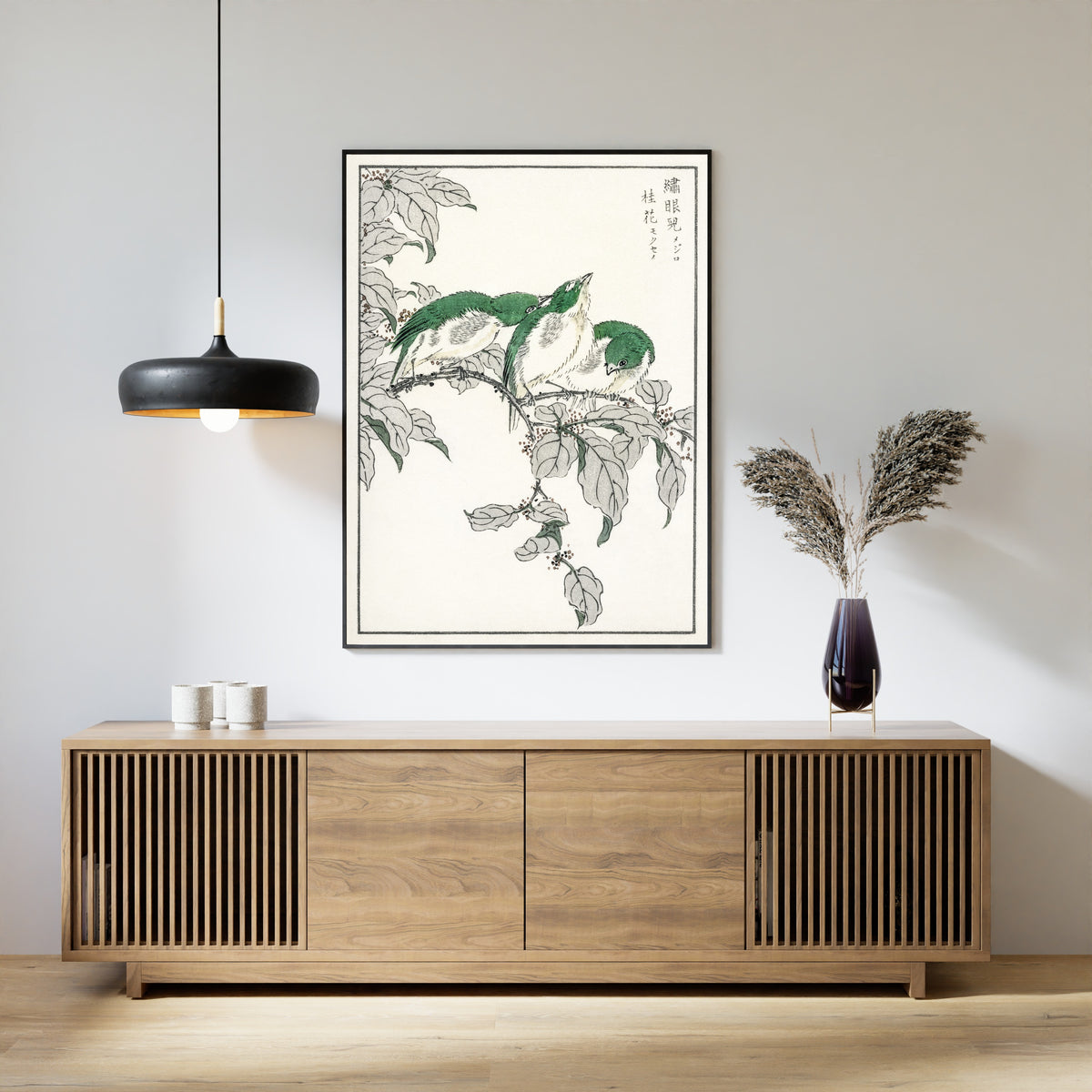 Numata Kashū — Japanese White-eye and Osmanthus Fragrans | Japanese Bird & Flower Woodblock Print