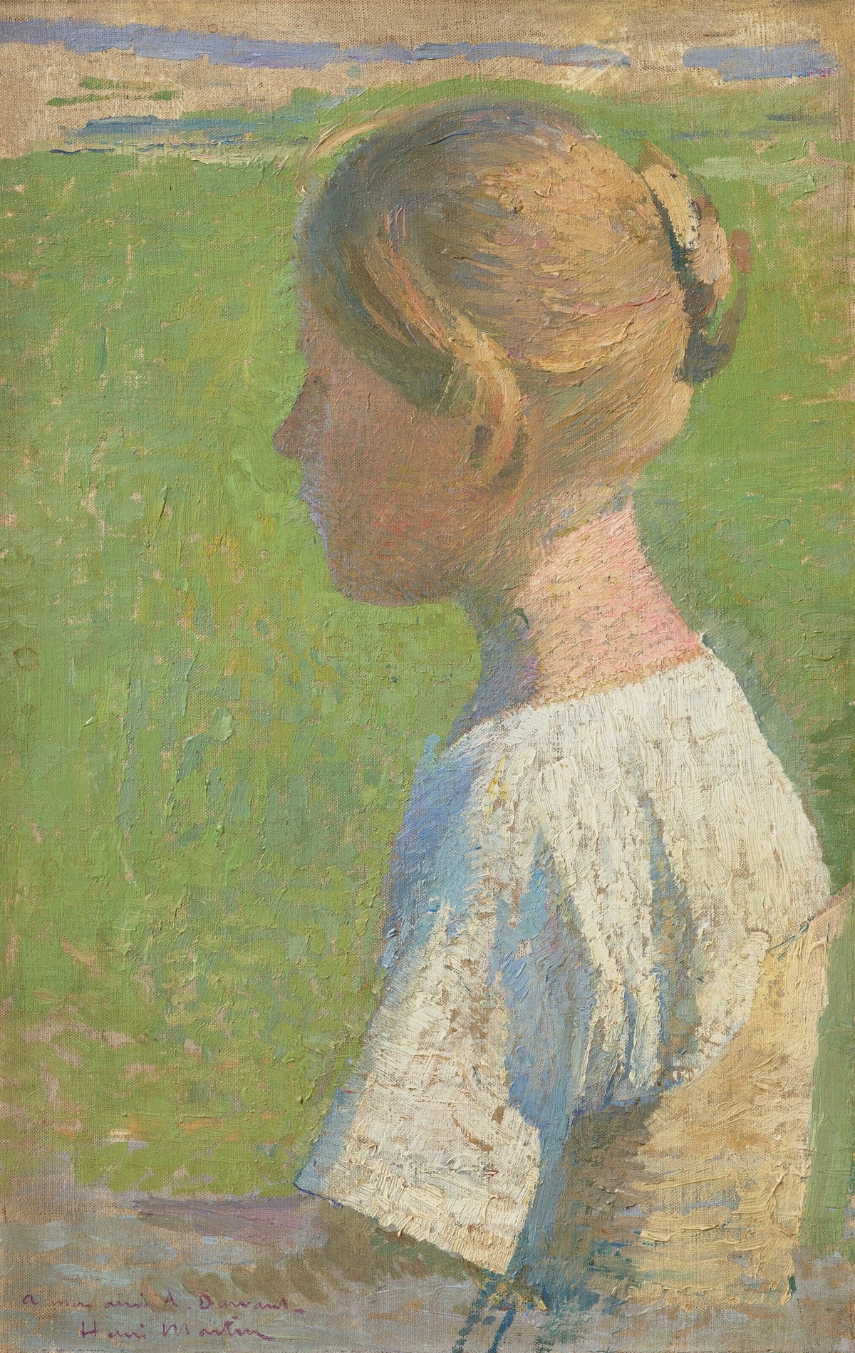 Henri Martin — Jeune femme de profil | Pointillist Portrait Print