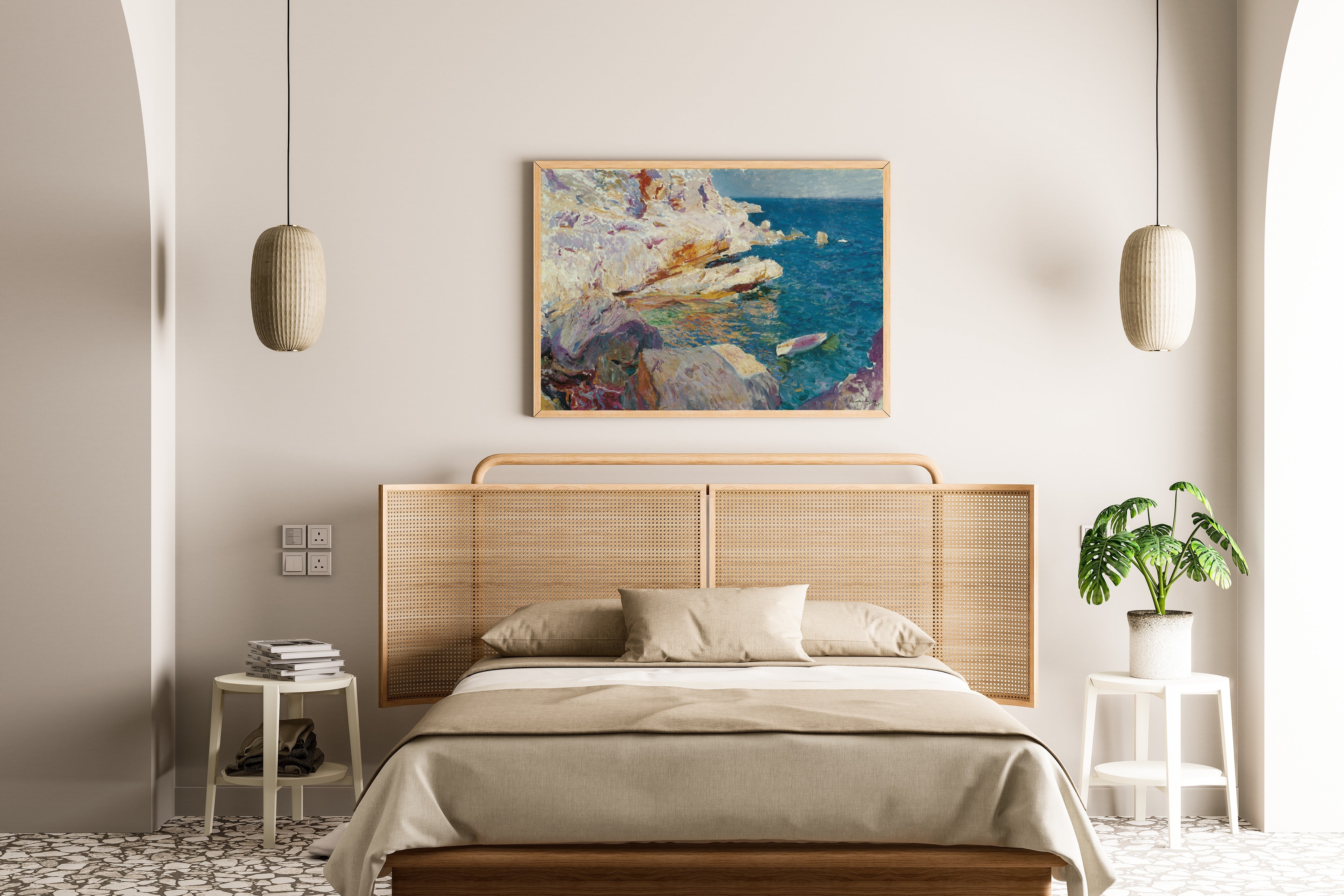 Joaquín Sorolla — Rocks at Jávea and the White Boat | Fine Art Print