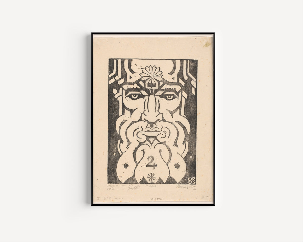 Henri van der Stok — Jupiter | Art Deco Woodcut Print