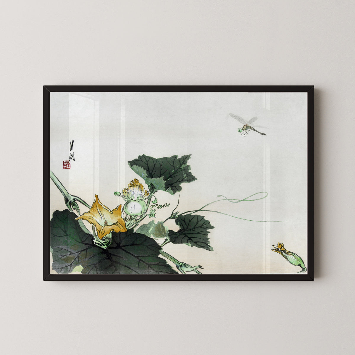 Ogata Gekkō — Kabocha ni tonbou (1890–1920) | Japanese Bird & Flower Woodblock Print