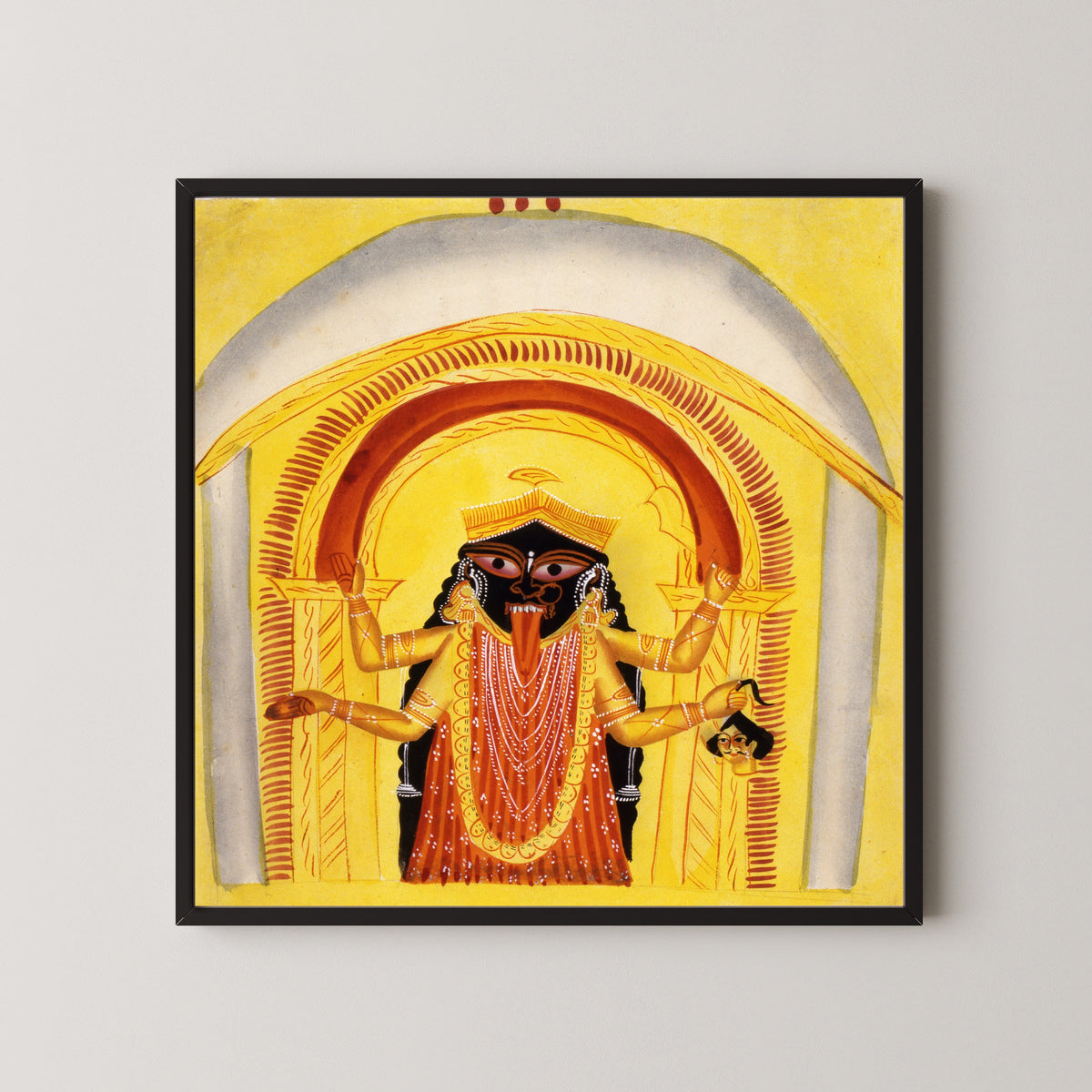 Kalighat painter — Kali (Beneath a Red Arch) | Kalighat Painting Print