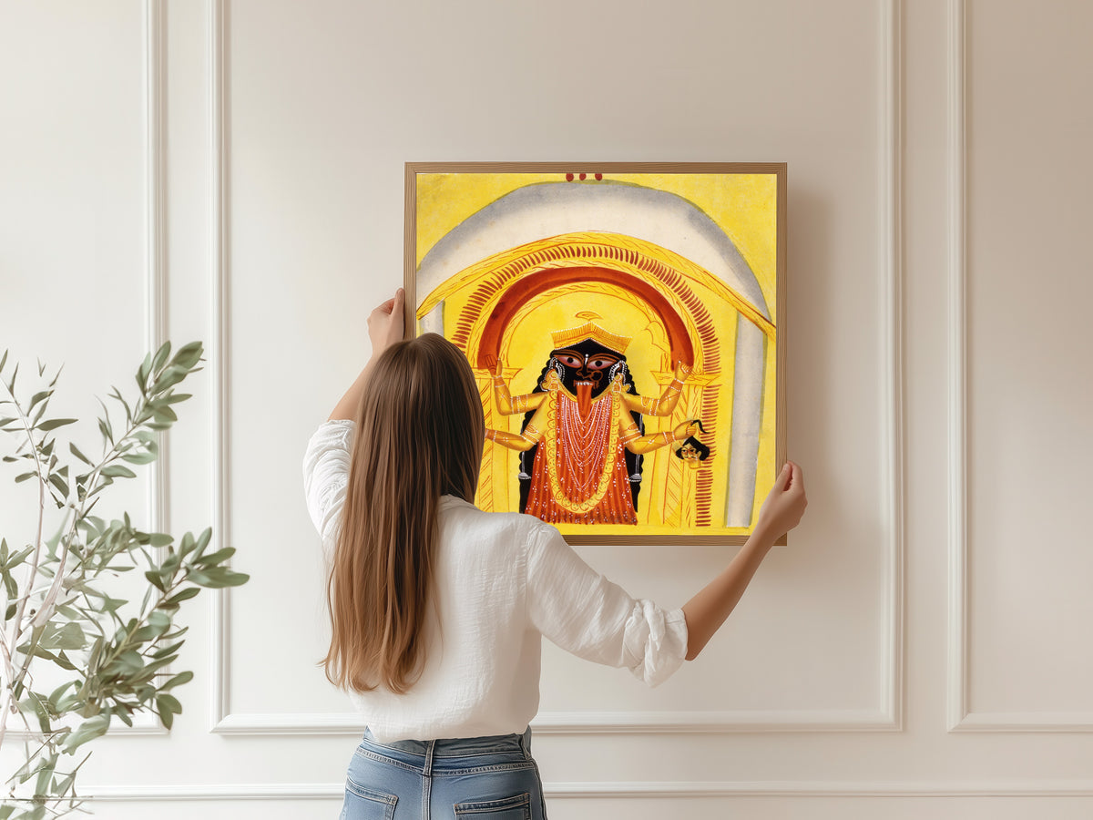 Kalighat painter — Kali (Beneath a Red Arch) | Kalighat Painting Print