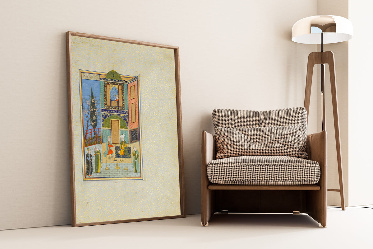 Khamsa of Nizami: Bahram Gur in the Green Palace on Monday | Persian Miniature Art Print