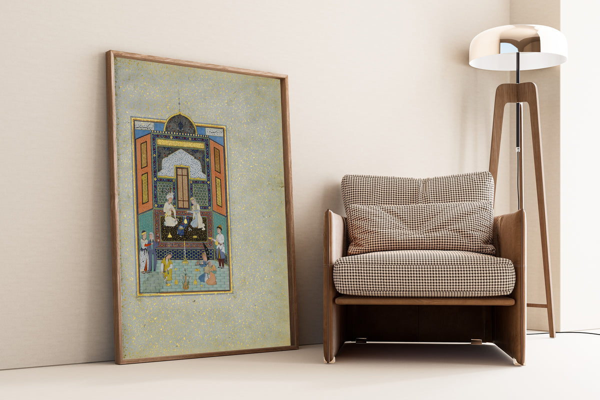 Shaikh Zada — Khamsa of Nizami: Bahram Gur in the White Palace on Friday | Persian Miniature Art Print