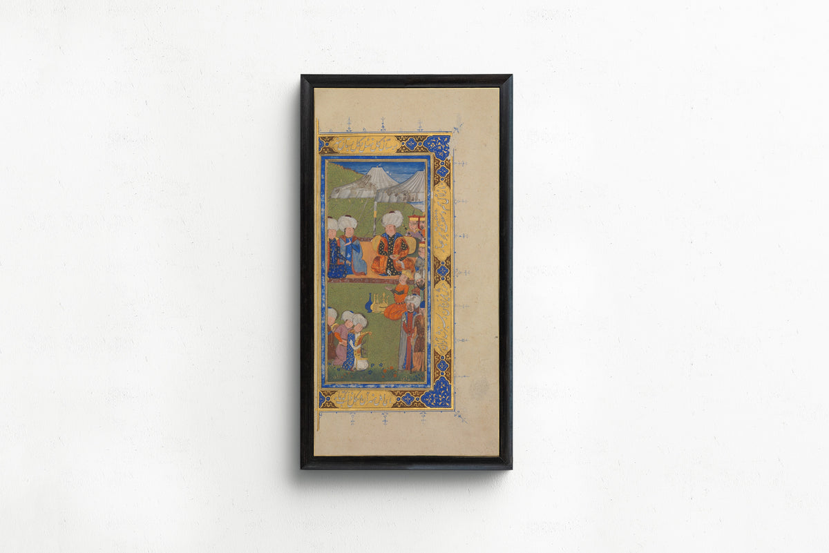 Persian Miniature — Khusrau and Shirin: A Royal Encampment | Persian Miniature Art Print