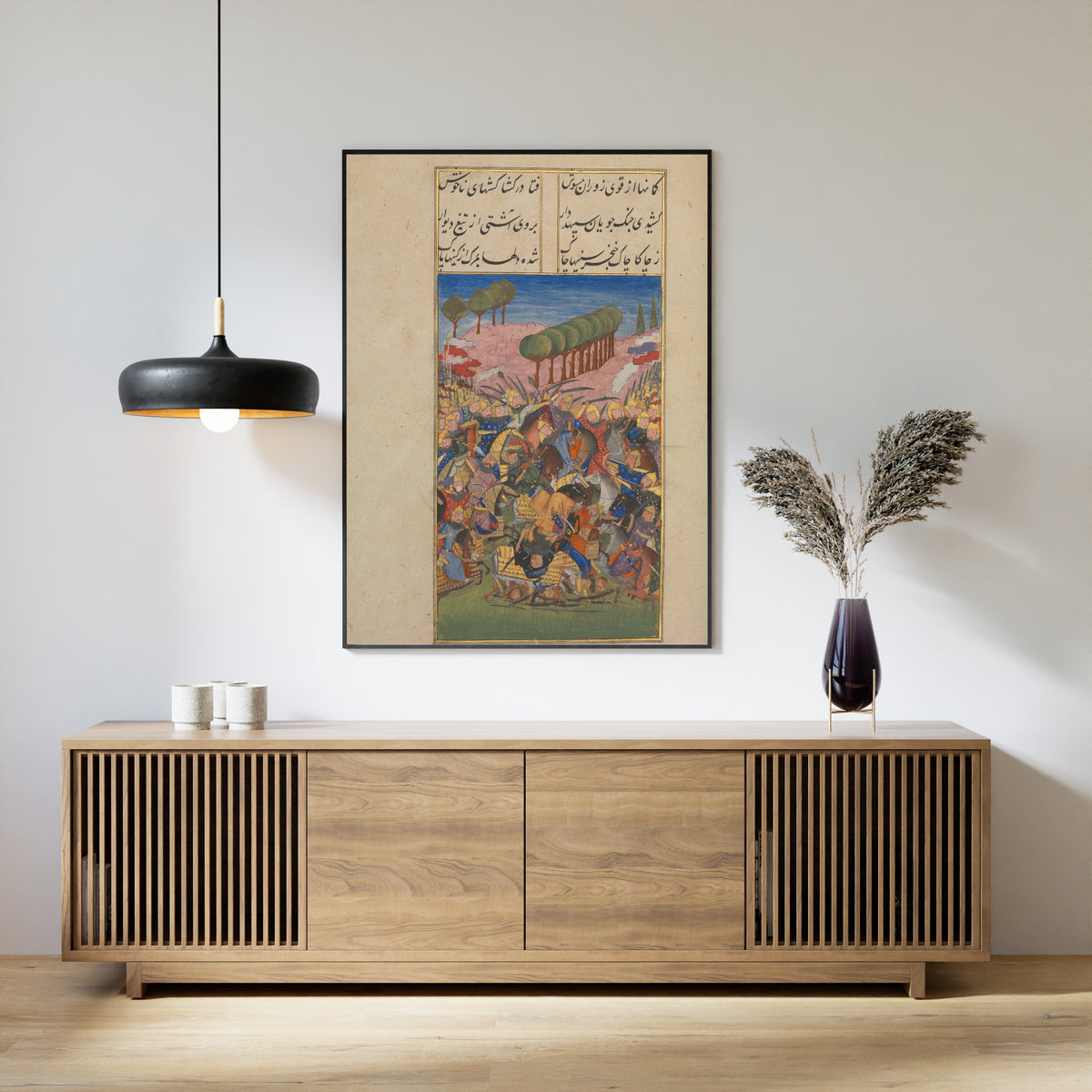 Persian Miniature — Khusrau and Shirin: A Battle Scene | Persian Miniature Art Print
