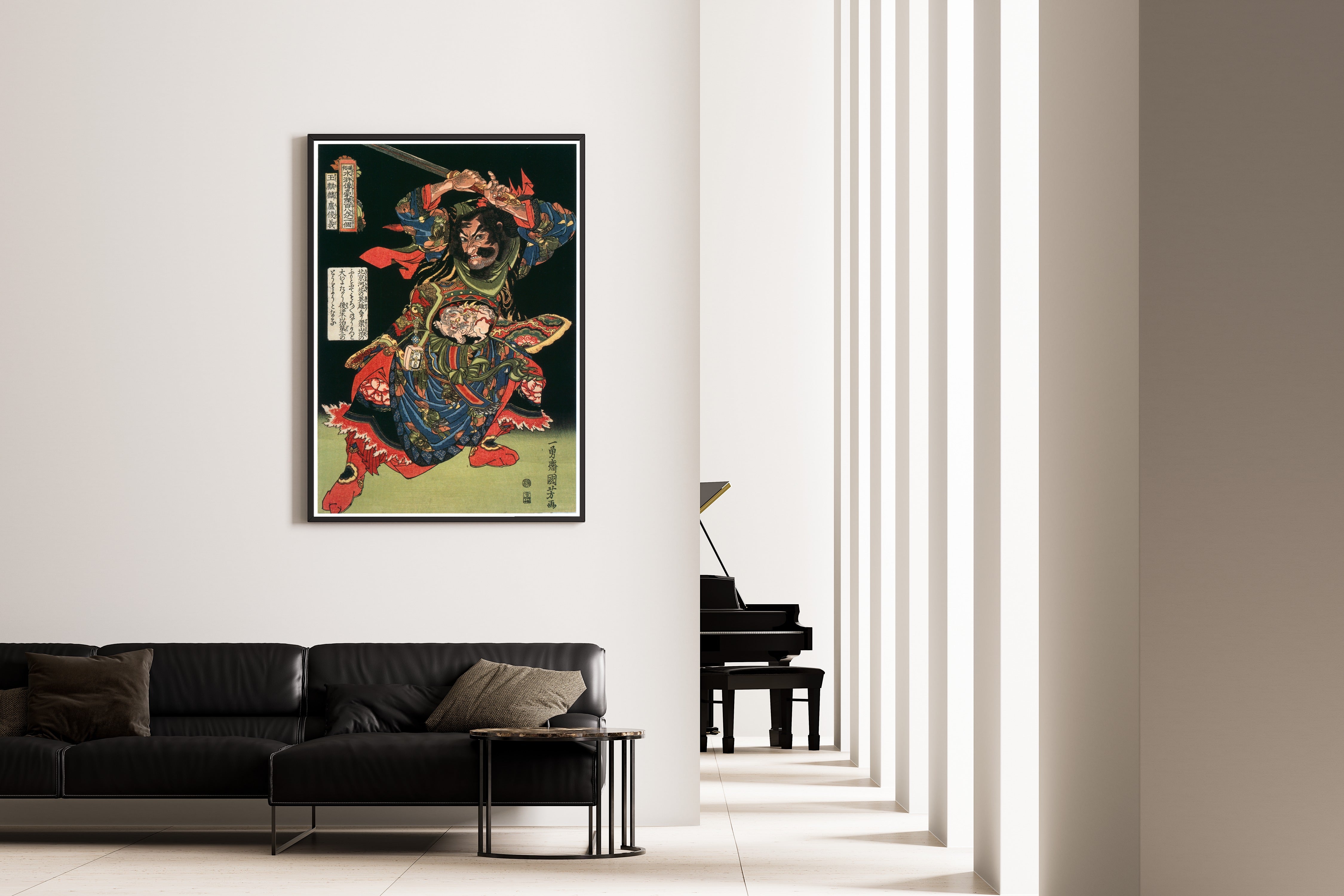 Utagawa Kuniyoshi — 108 Heroes of the Suikoden: Gyokkirin Roshungi (centre panel) | Japanese Woodblock Print (Ukiyo-e)