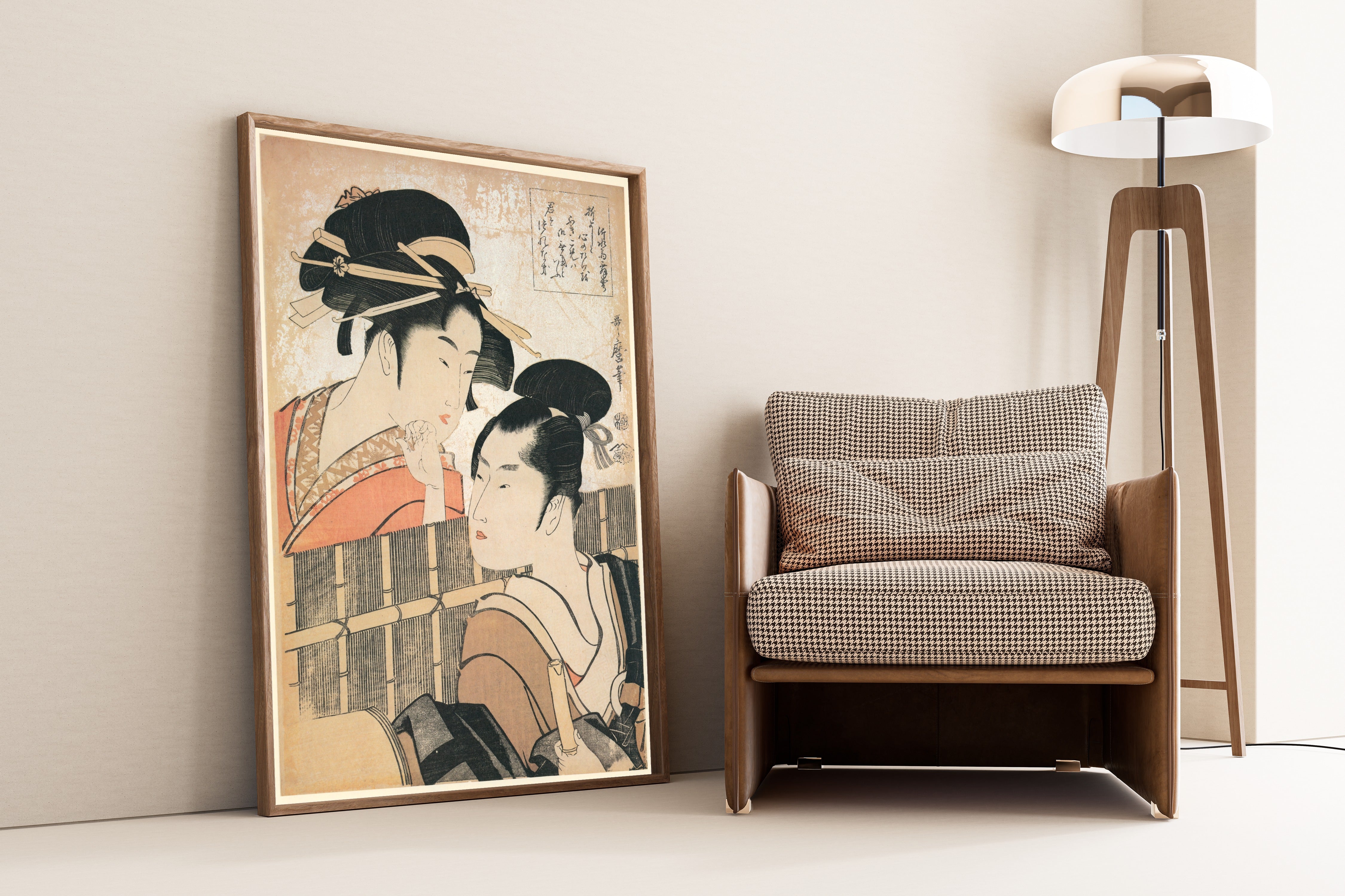 Kitagawa Utamaro — Beauty and Komusô | Japanese Woodblock Print (Ukiyo-e)