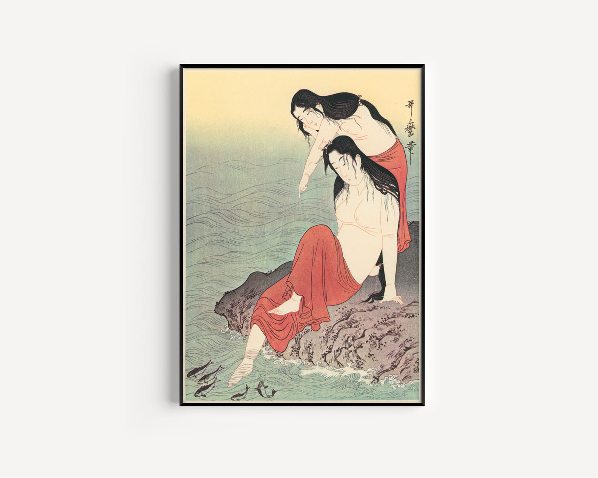 Kitagawa Utamaro — Diving for Abalones (Left) | Japanese Woodblock Print (Ukiyo-e)