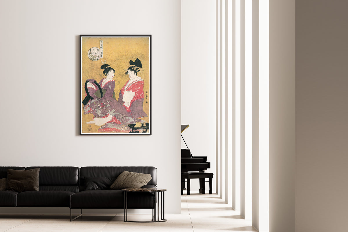 Kitagawa Utamaro — Hanamurasaki of the Tamaya, Kamuro Shirabe and Teriha | Japanese Woodblock Print (Ukiyo-e)