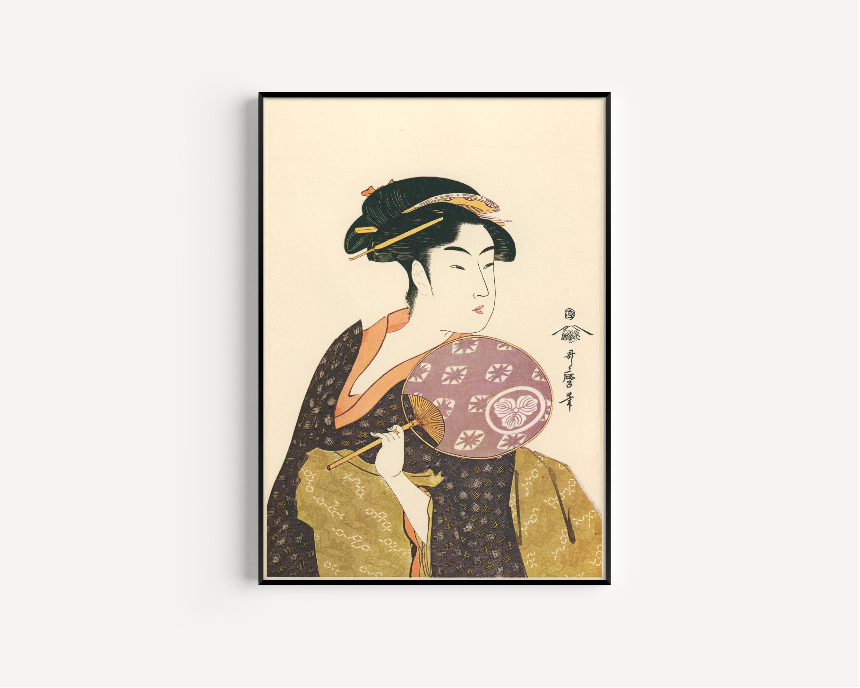 Kitagawa Utamaro — Ohisa of Takashimaya, Fan in Hand | Japanese Woodblock Print (Ukiyo-e)