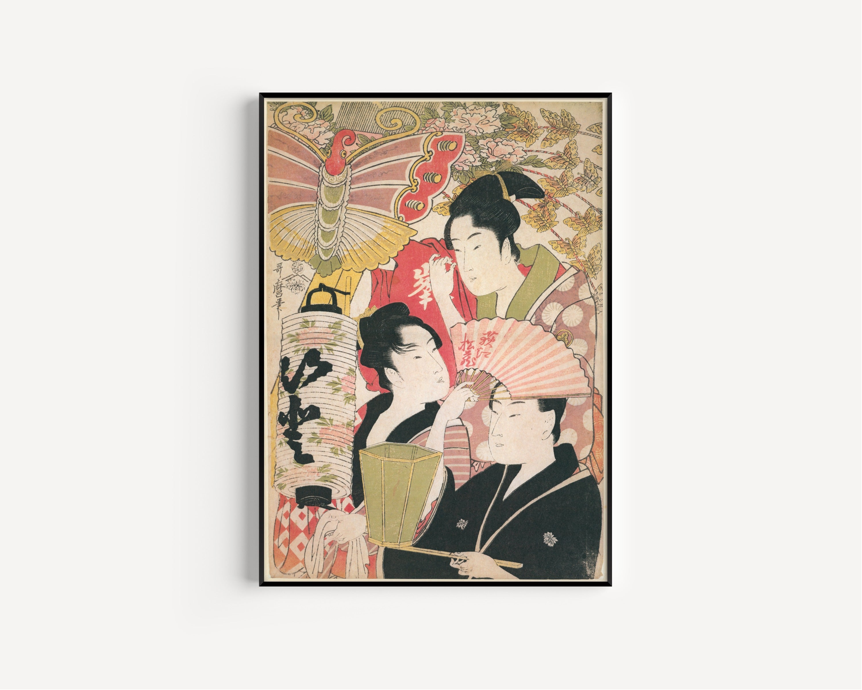 Kitagawa Utamaro — The Geisha Ogie Matsuzô, Mine, and Ito | Japanese Woodblock Print (Ukiyo-e)