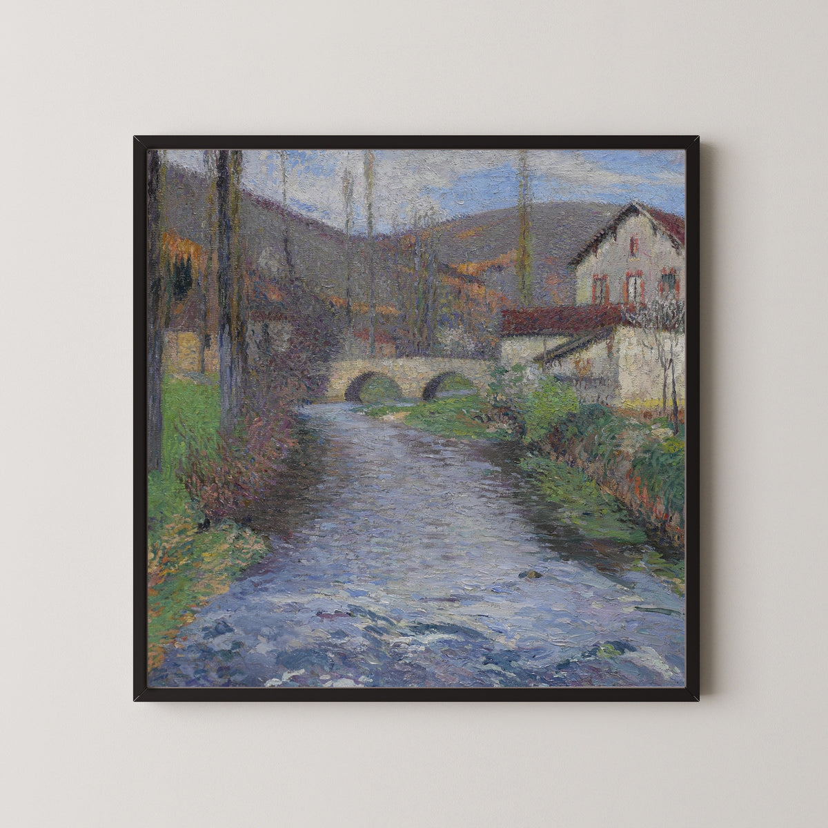 Henri Martin — L’École et le pont sur le Vert à Labastide-du-Vert | Pointillist Landscape Print