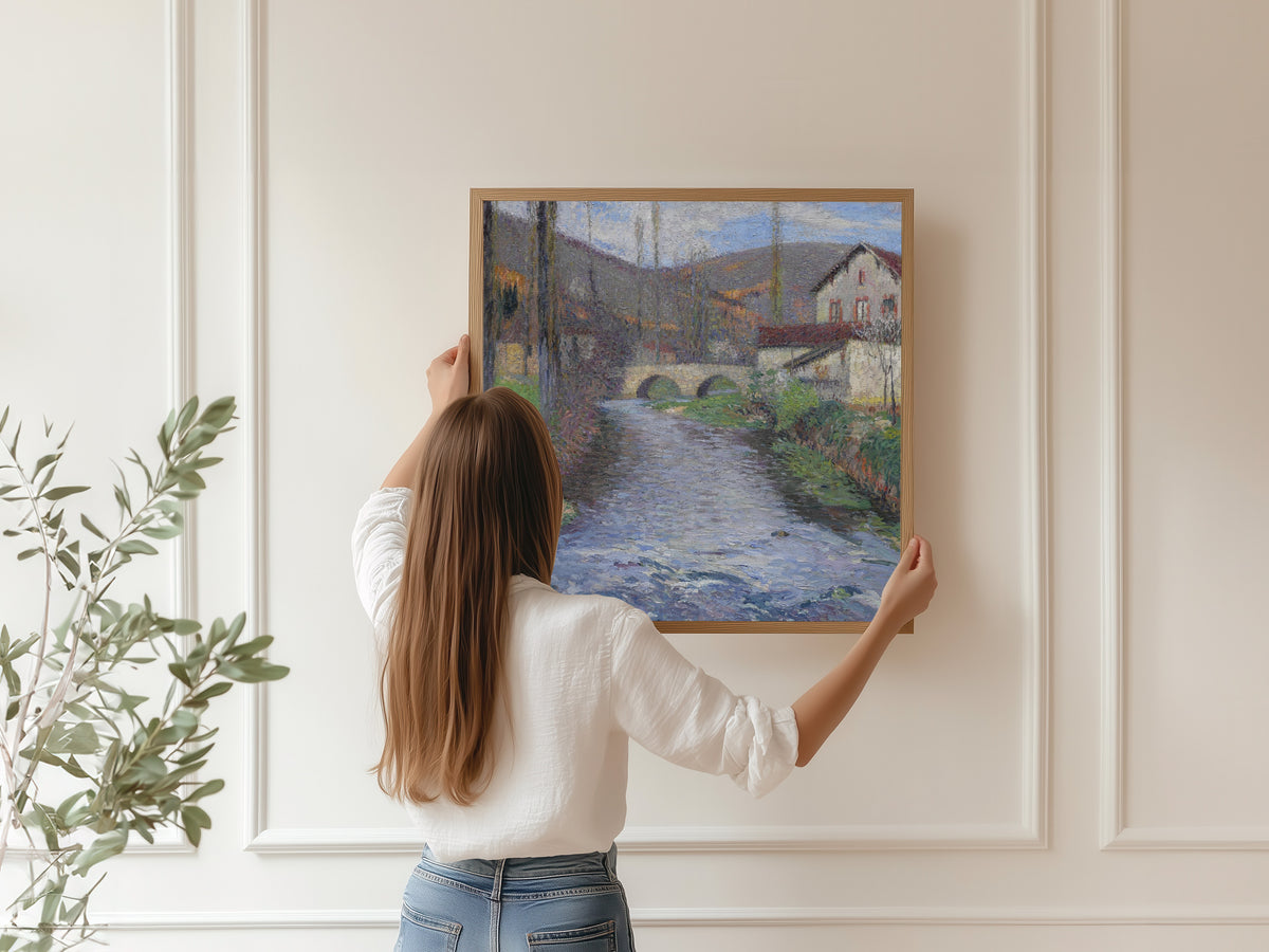 Henri Martin — L’École et le pont sur le Vert à Labastide-du-Vert | Pointillist Landscape Print