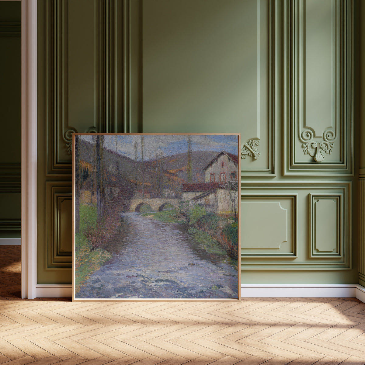 Henri Martin — L’École et le pont sur le Vert à Labastide-du-Vert | Pointillist Landscape Print