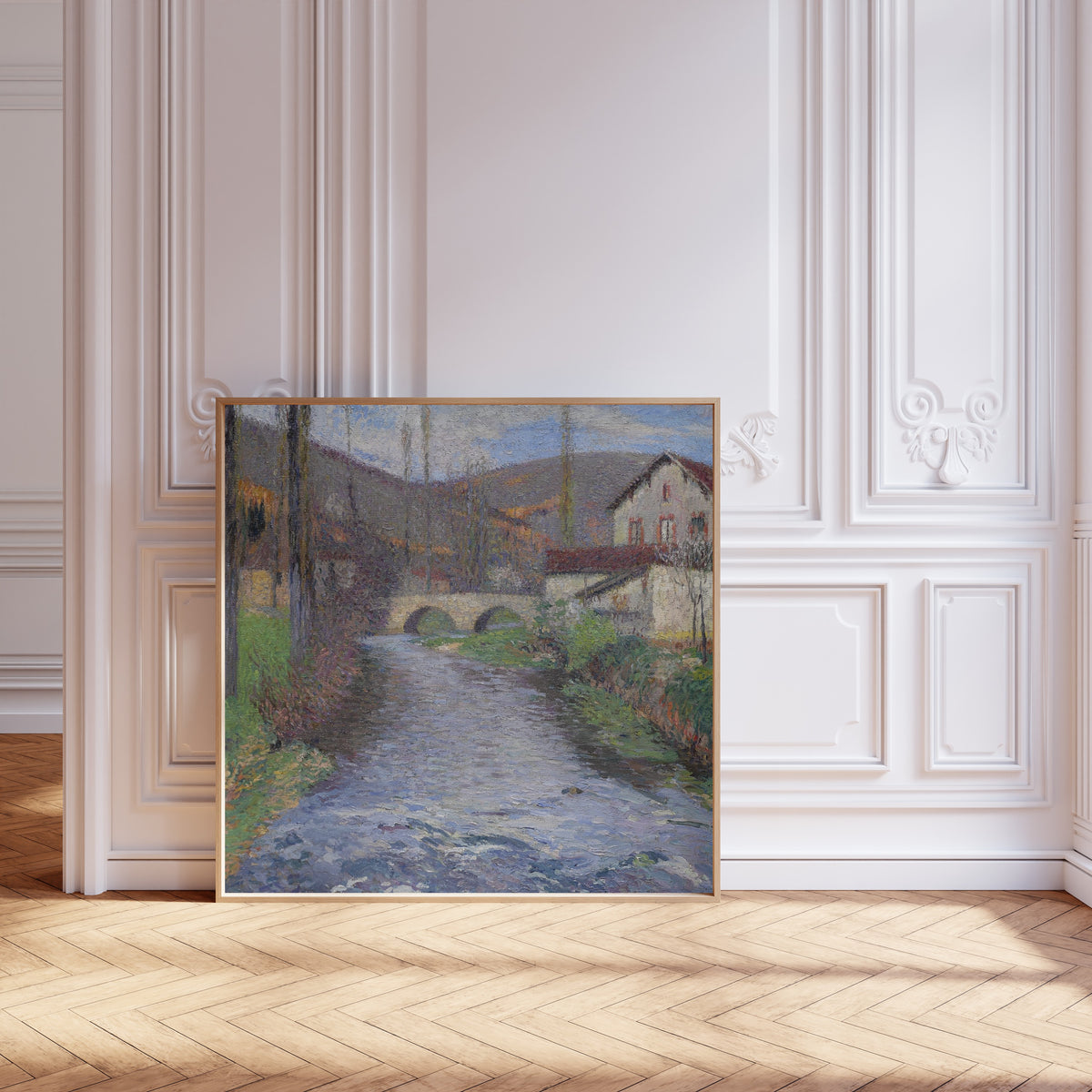 Henri Martin — L’École et le pont sur le Vert à Labastide-du-Vert | Pointillist Landscape Print