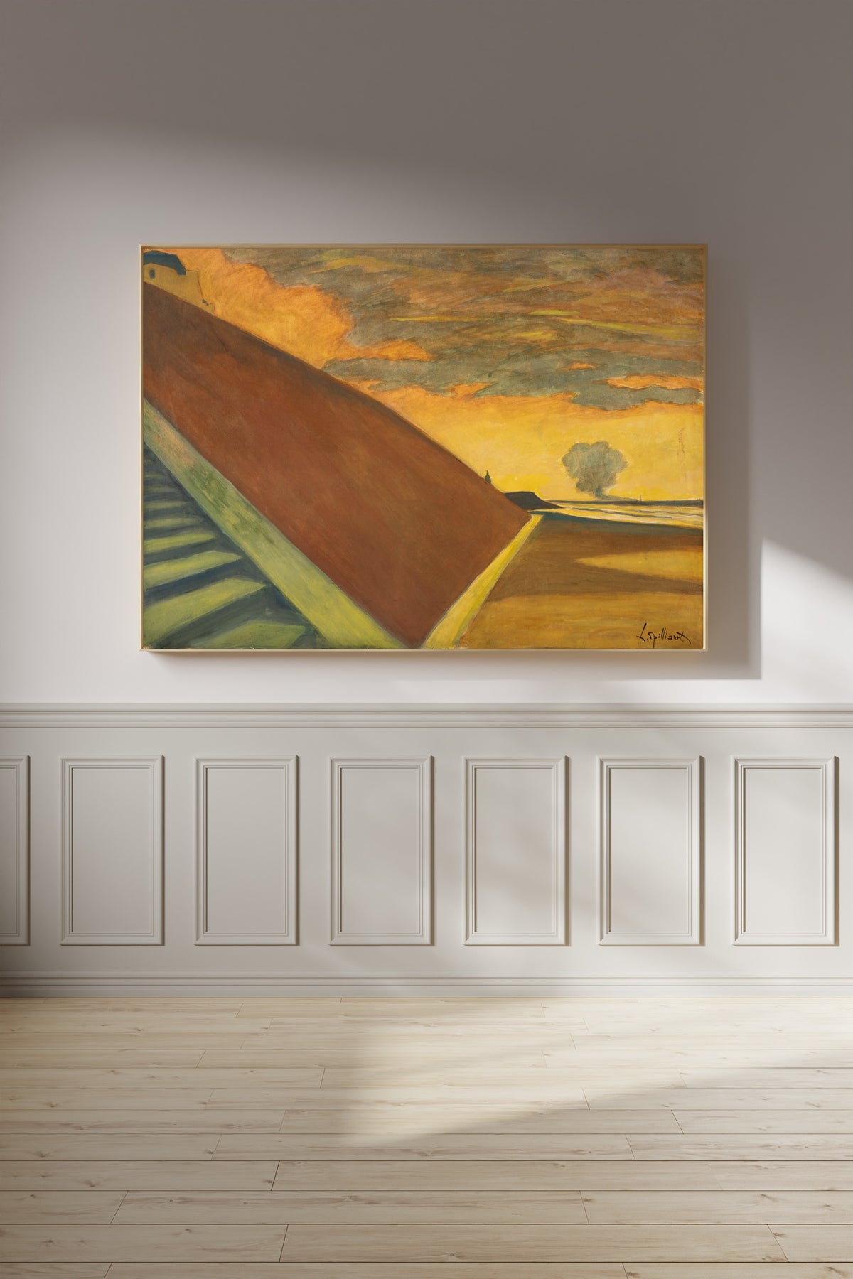 Léon Spilliaert — L'escalier, crépuscule jaune | Symbolist Art Print