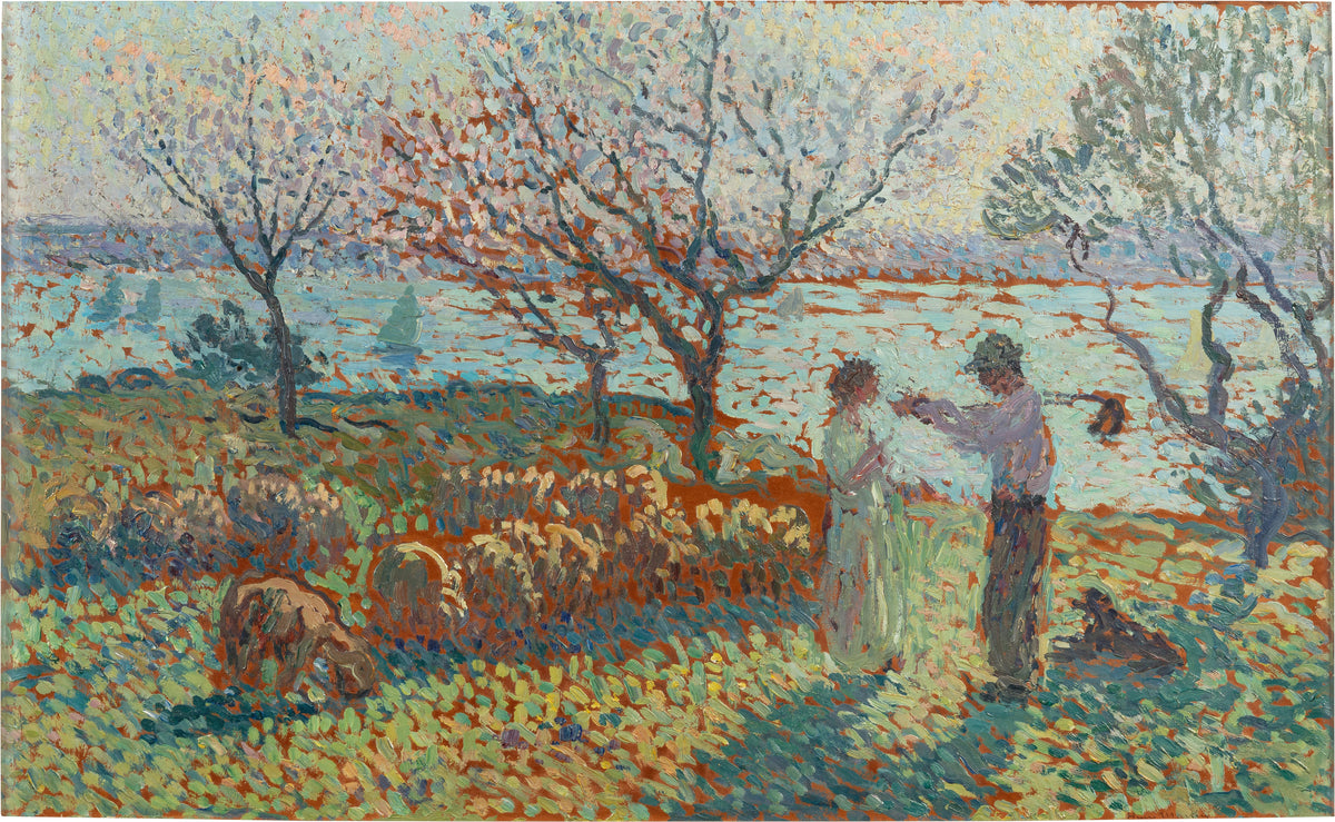 Henri Martin — La Bergère et le paysan, rencontre vespérale | Pointillist Portrait Print