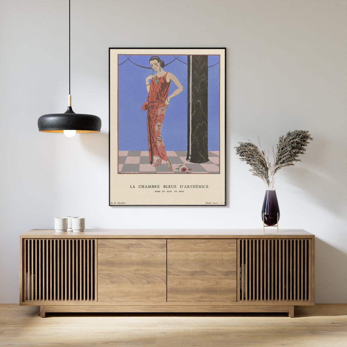 George Barbier — La Chambre bleue d'Arthénice, robe du soir de Beer | Art Deco Fashion Print