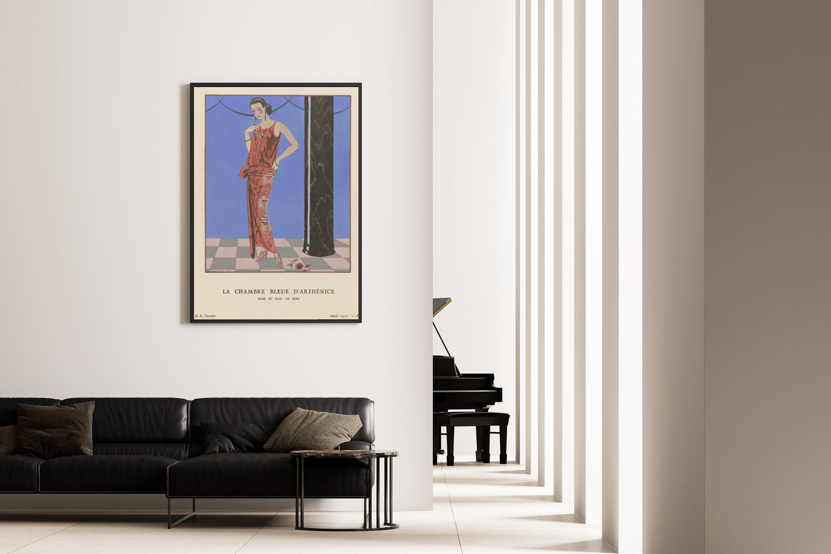 George Barbier — La Chambre bleue d'Arthénice, robe du soir de Beer | Art Deco Fashion Print