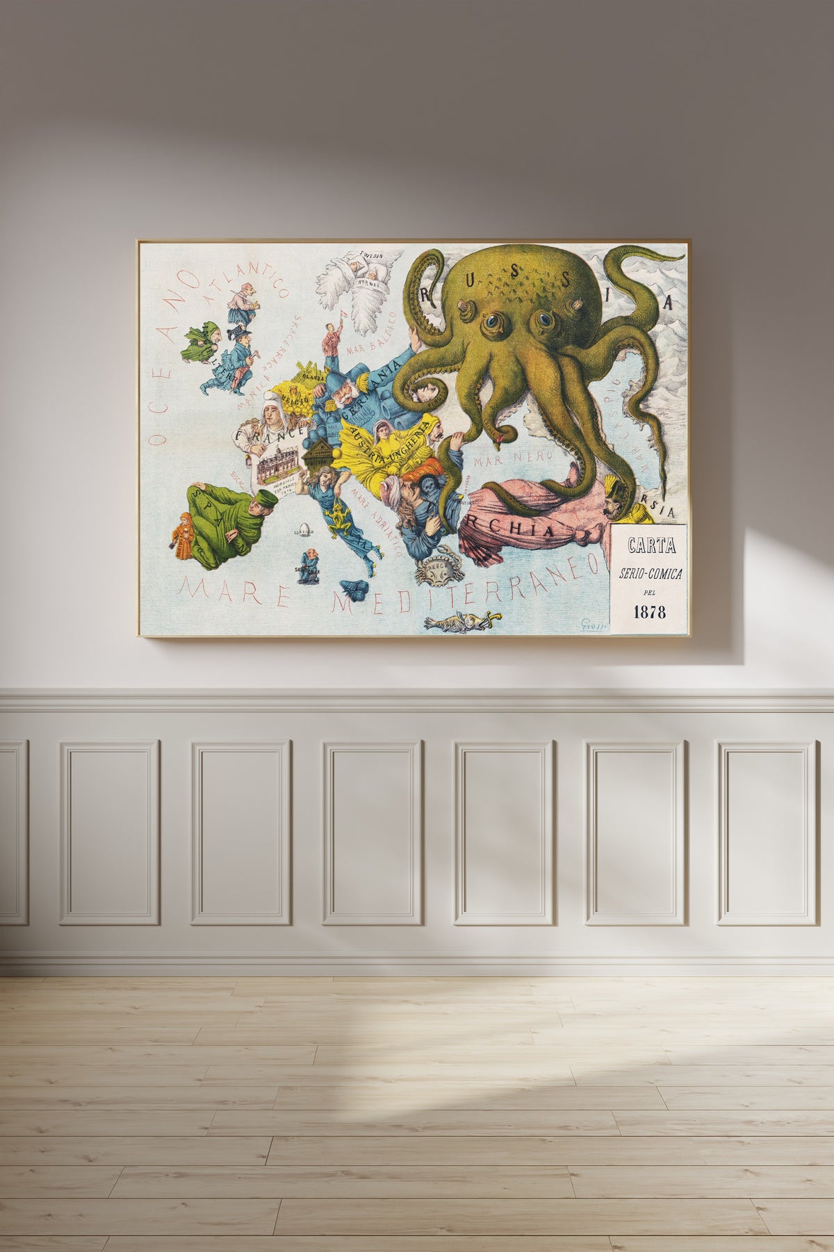 Augusto Grossi — La Piovra Russa: Carta Serio-Comica 1878 | Satirical Map Print