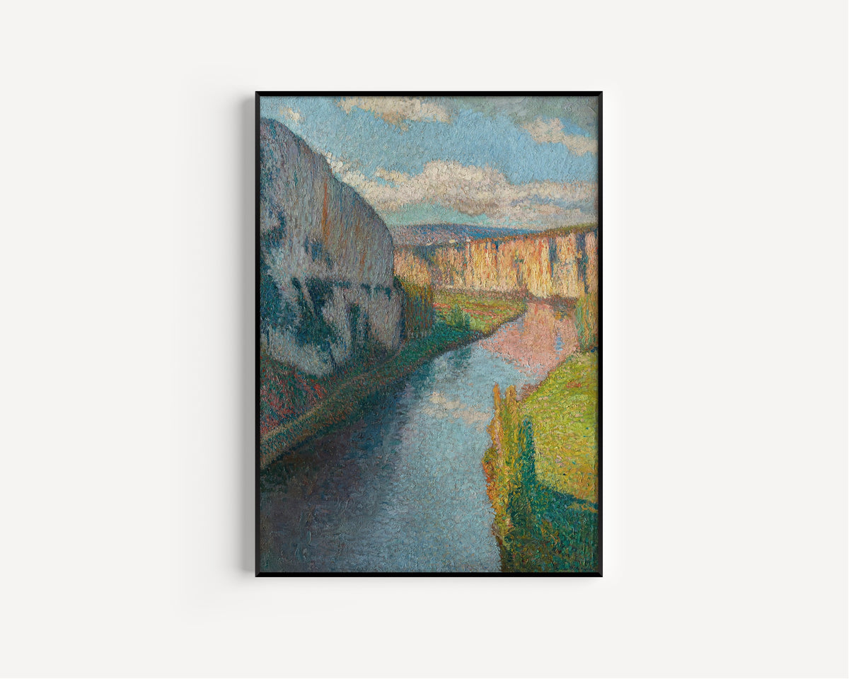 Henri Martin — La Vallée du Lot, près de Saint-Cirq-Lapopie (Clouds over the Cliffs) | Pointillist Landscape Print