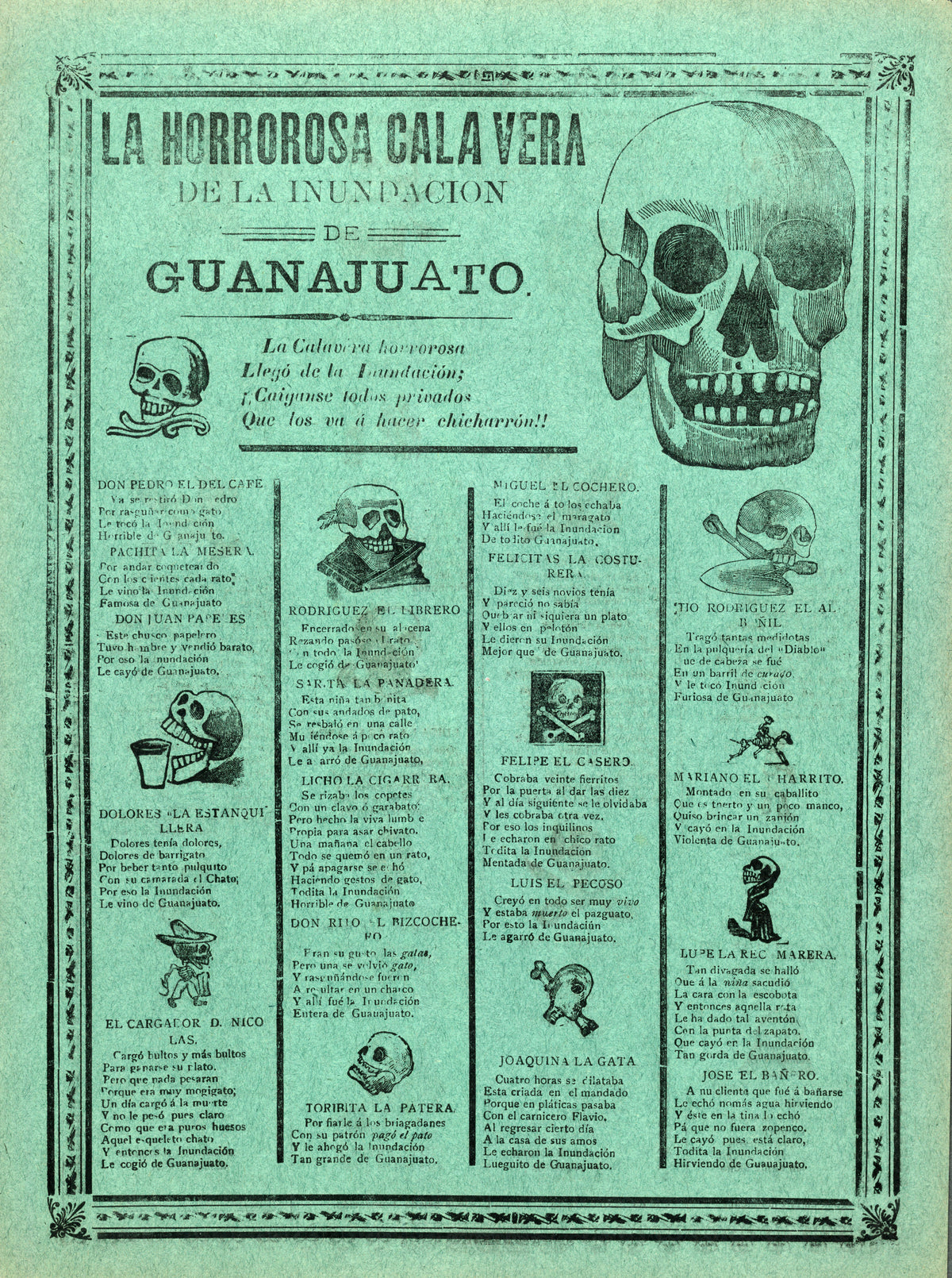 José Guadalupe Posada — La horrorosa calavera de la inundación de Guanajuato | Relief Print