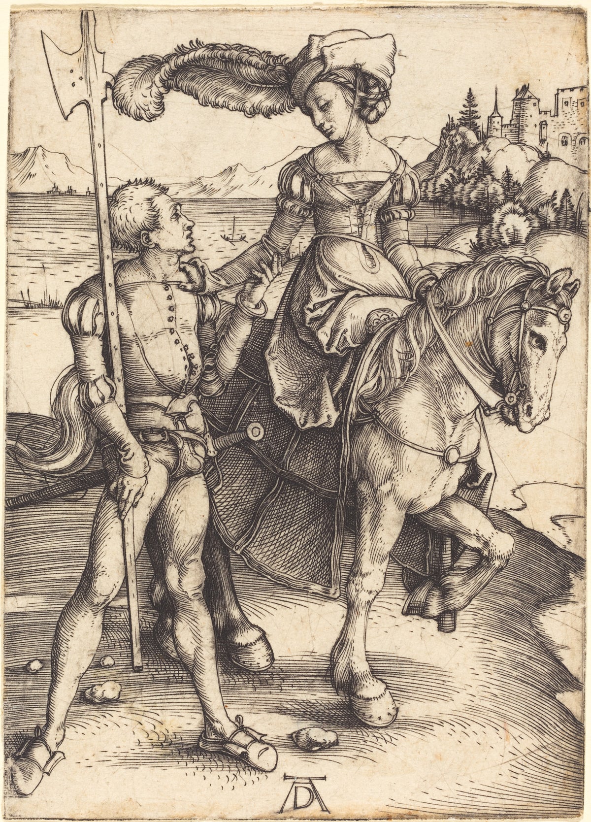 Albrecht Dürer — Lady on Horseback and Landsknecht | Engraving Print
