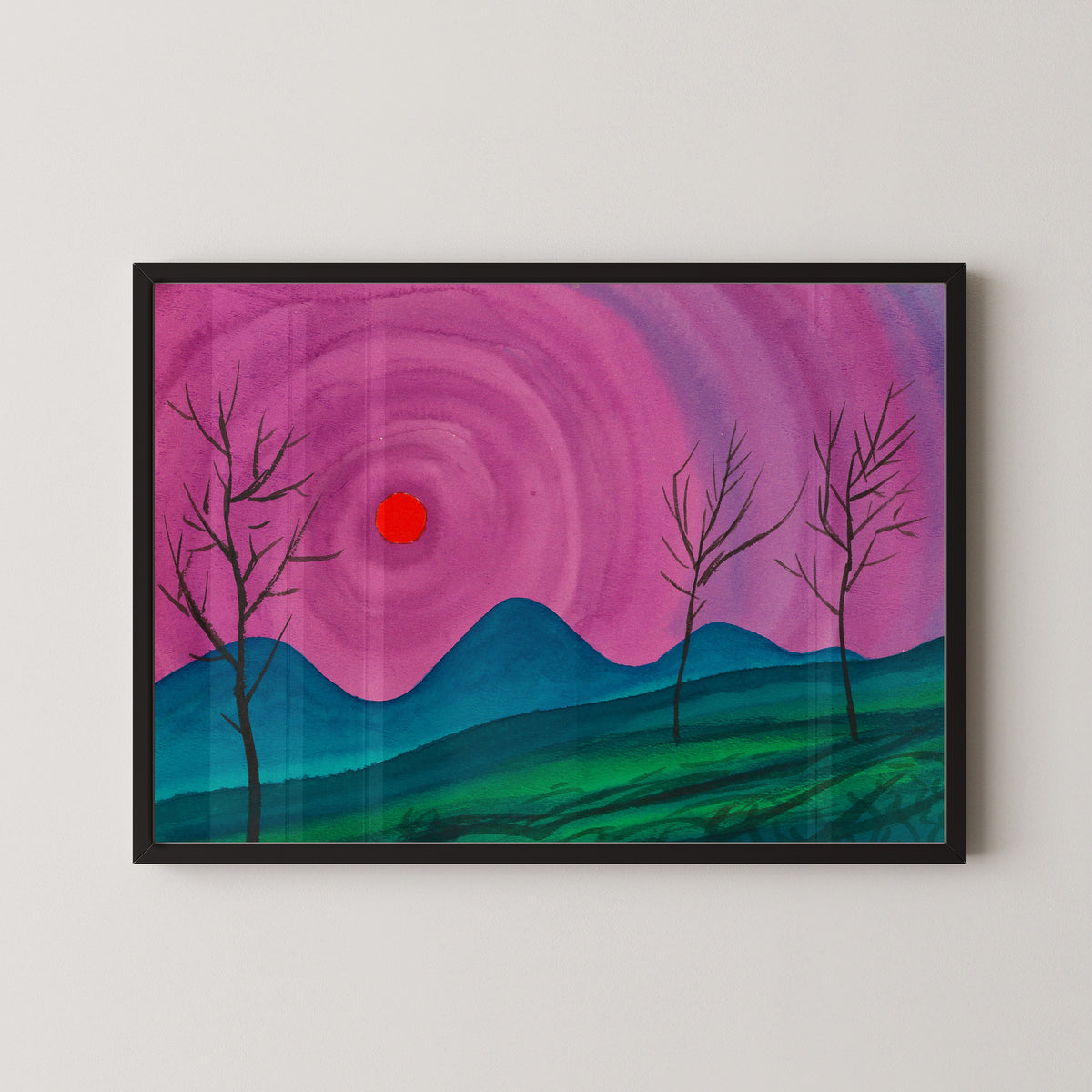 Karl Wiener — Landschaft (Landscape in Pink and Teal) | Modernist Landscape Print