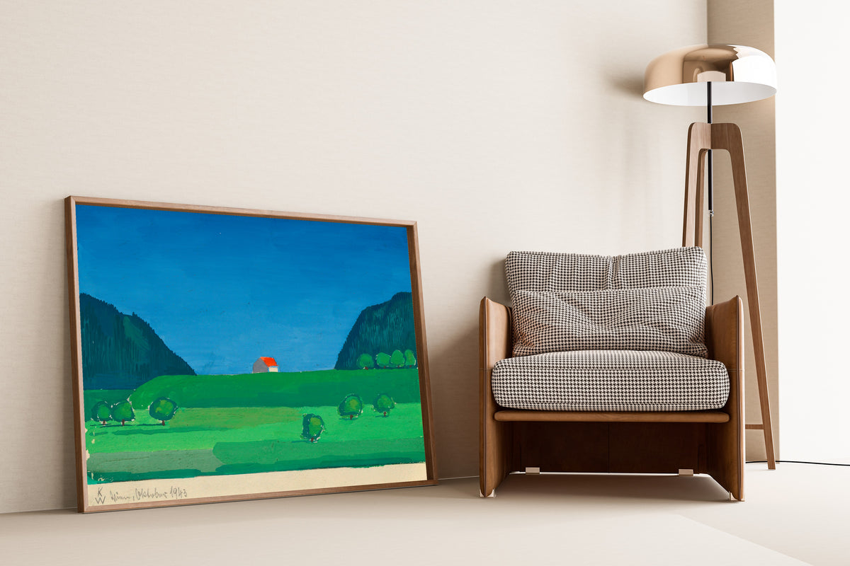 Karl Wiener — Landschaft (Landscape with a Red-Roofed House) | Modernist Landscape Print