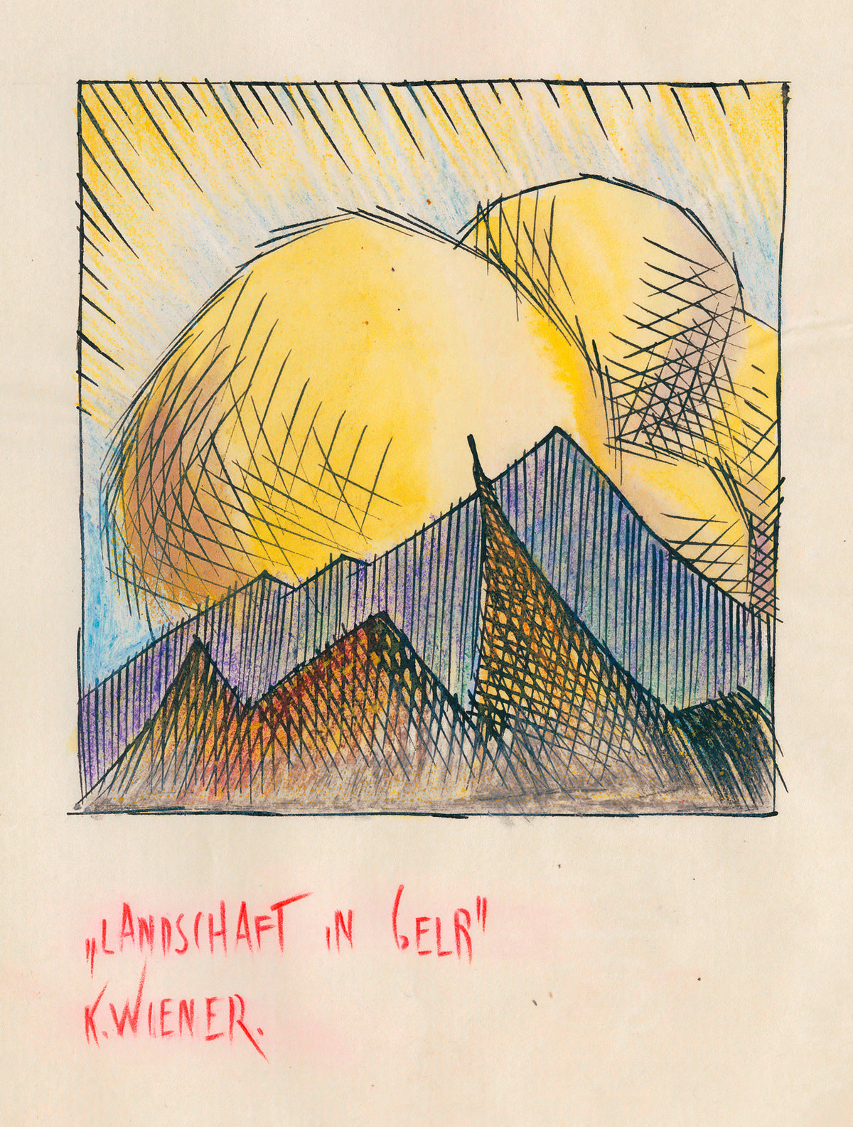 Karl Wiener — Landschaft in Gelb (Landscape in Yellow) | Modernist Landscape Print