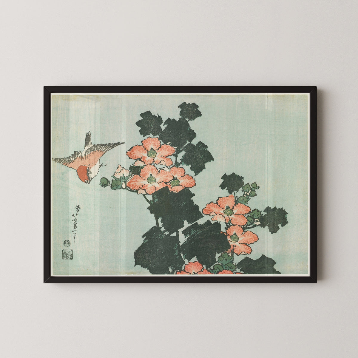 Katsushika Hokusai — Large Flowers: Hibiscus and Sparrow | Japanese Woodblock Print (Ukiyo-e)
