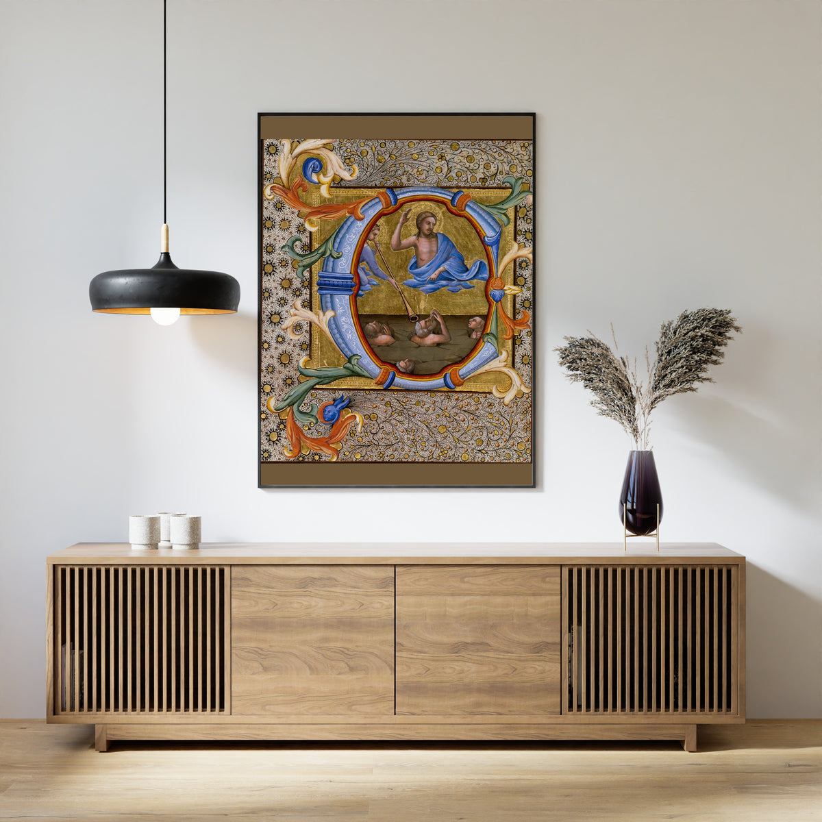 Lorenzo Monaco — Last Judgment in an Initial C | Illuminated Initial Print