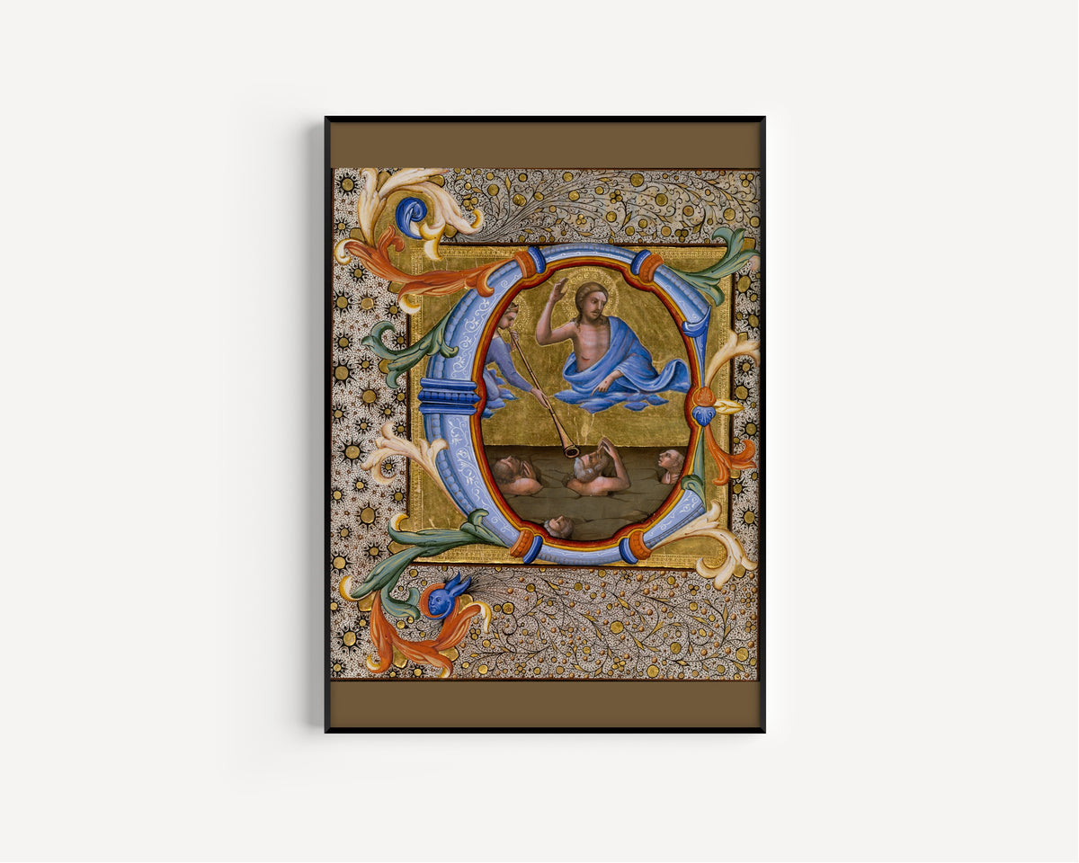 Lorenzo Monaco — Last Judgment in an Initial C | Illuminated Initial Print