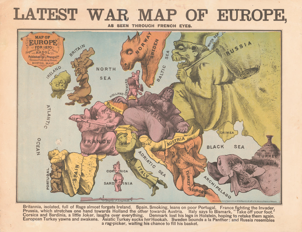 Louis Prang & Co. — Latest War Map of Europe, as Seen Through French Eyes | Satirical Map Print