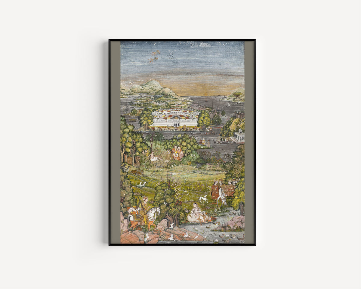 Layla and Majnun, and Khusraw and Shirin | Mughal Painting Art Print