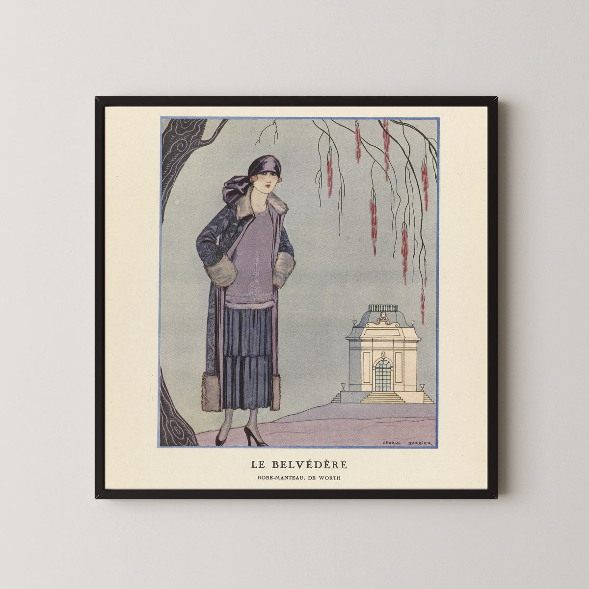 George Barbier — Le Belvédère, robe-manteau de Worth | Art Deco Fashion Print