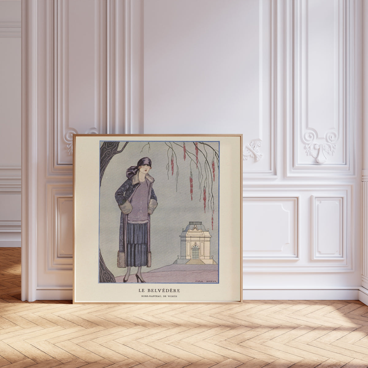 George Barbier — Le Belvédère, robe-manteau de Worth | Art Deco Fashion Print