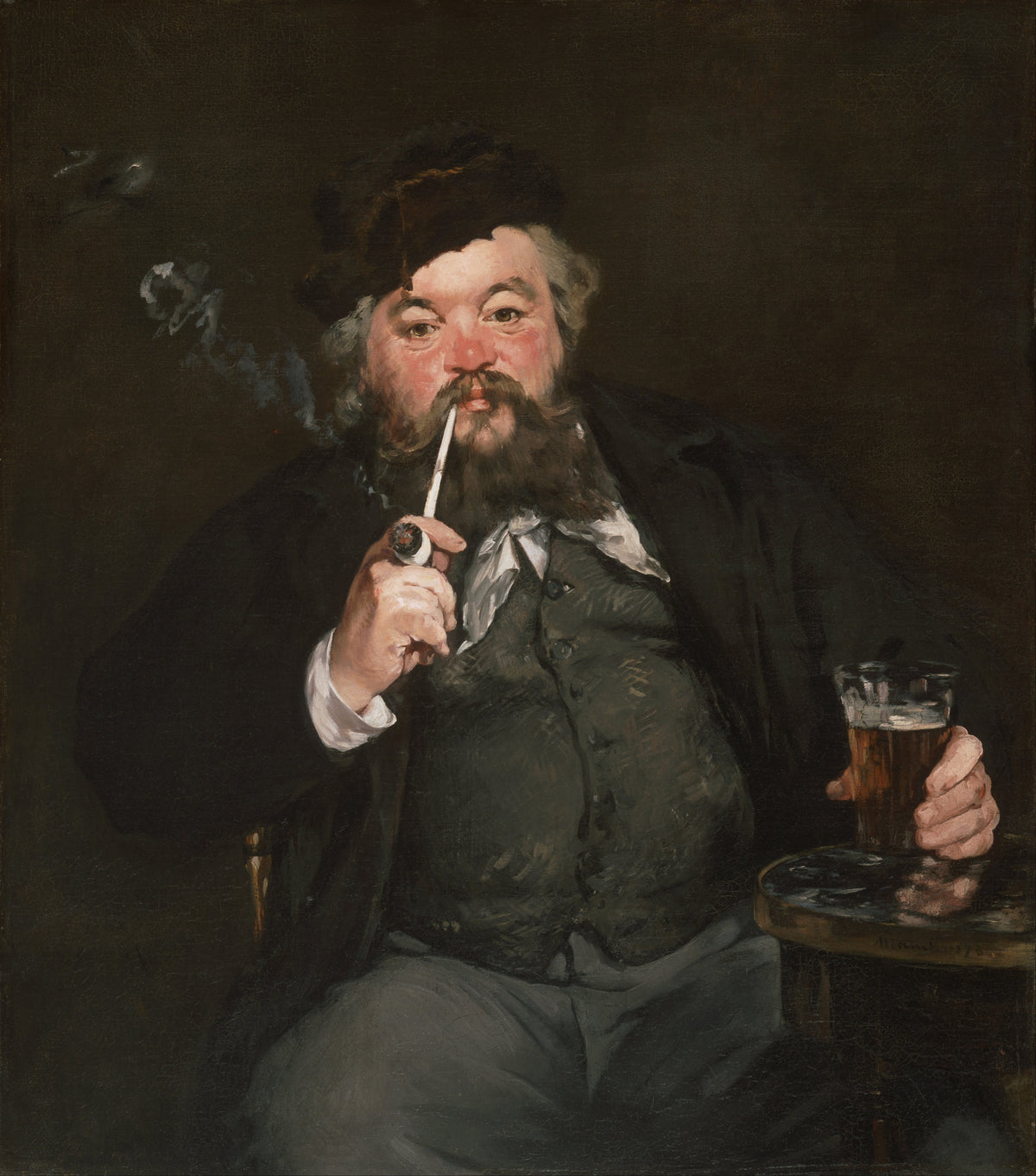 Le Bon Bock by Édouard Manet — A stout bearded drinker with a long pipe and a glass of beer