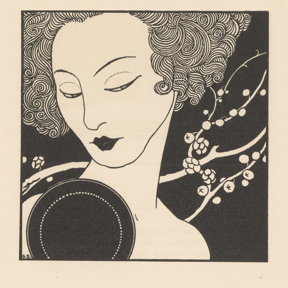 George Barbier — Le Cantique des Cantiques (Woman with Spiral Curls) | Art Deco Print