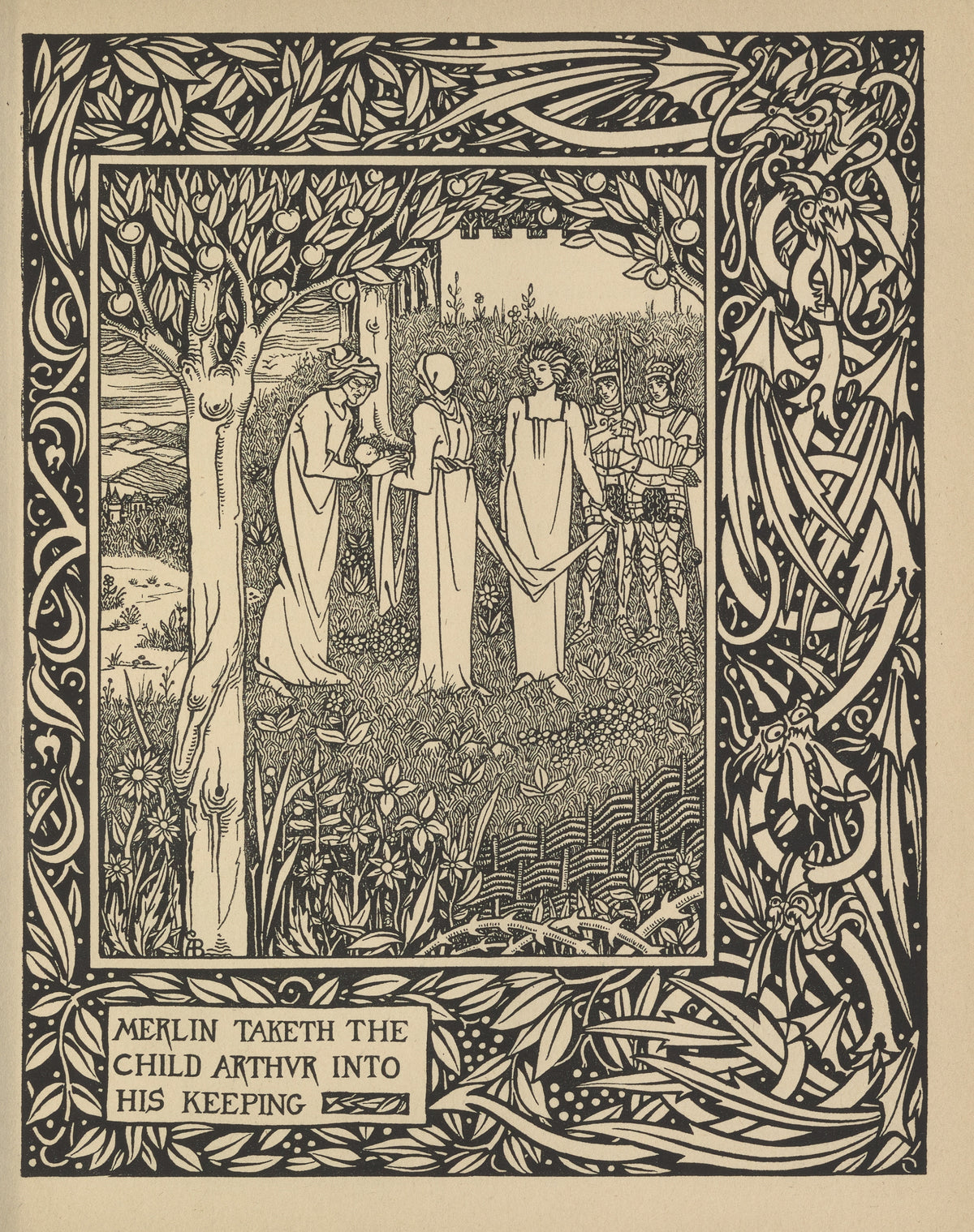 Aubrey Beardsley — Le Morte Darthur: Merlin Taketh the Child Arthur into His Keeping | Art Nouveau Illustration Print
