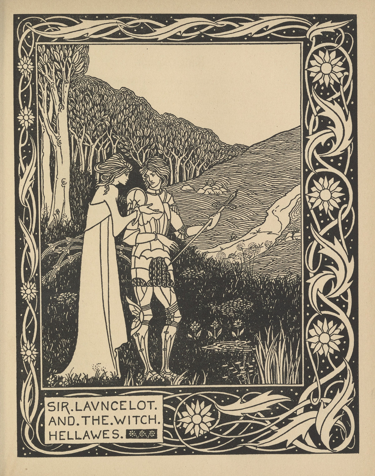 Aubrey Beardsley — Le Morte Darthur: Sir Launcelot and the Witch Hellawes | Art Nouveau Illustration Print