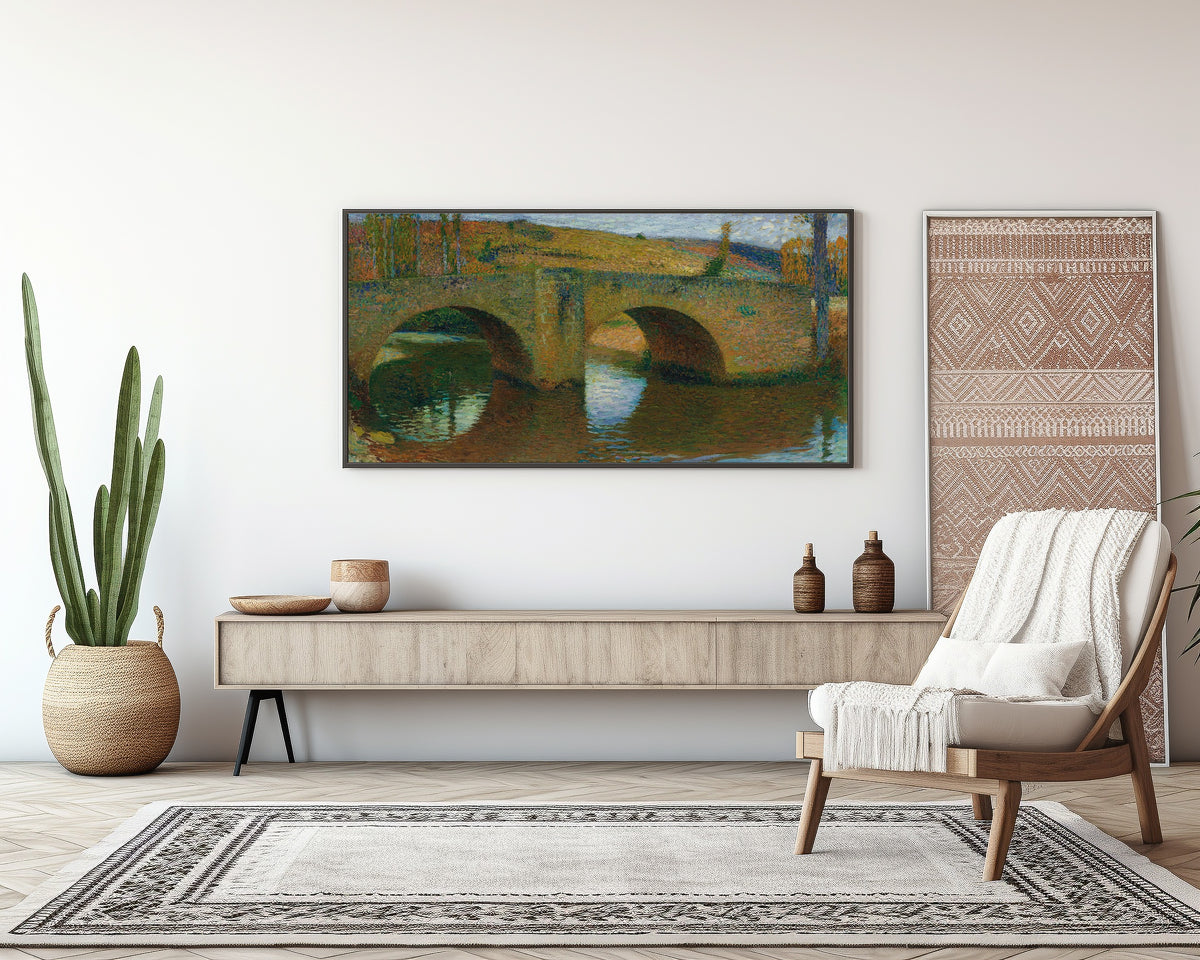 Henri Martin — Le Pont de Labastide-du-Vert (un jour de printemps, ciel couvert) | Pointillist Landscape Print
