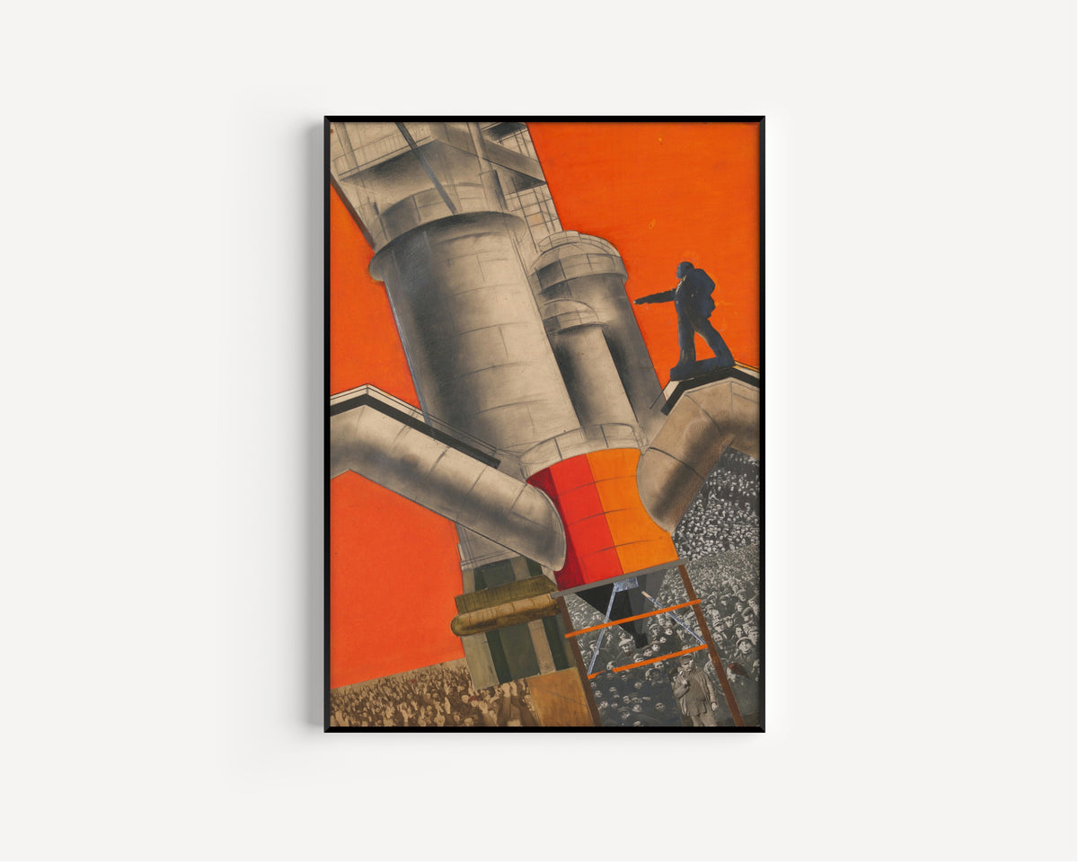 Gustav Klutsis — Lenin and Socialist Reconstruction (Design for a Poster) | Soviet Constructivist Design Print