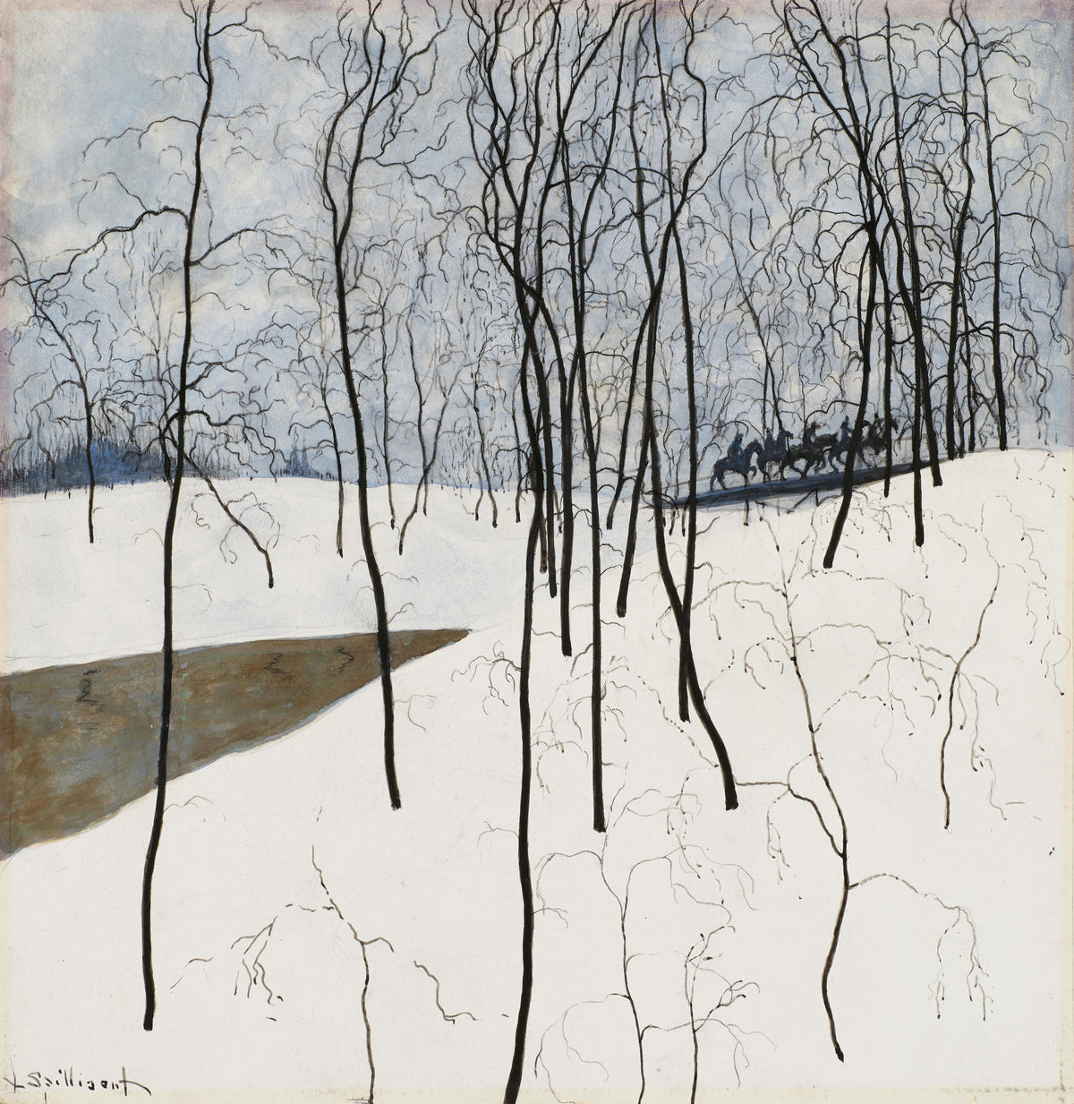 Léon Spilliaert — Les Cavaliers dans la neige | Symbolist Art Print
