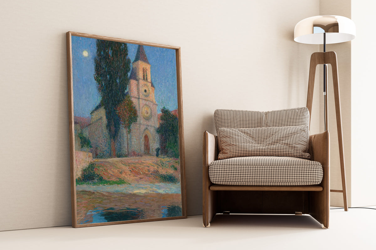 Henri Martin — Lever de lune derrière l'église de La Bastide-du-Vert | Pointillist Landscape Print