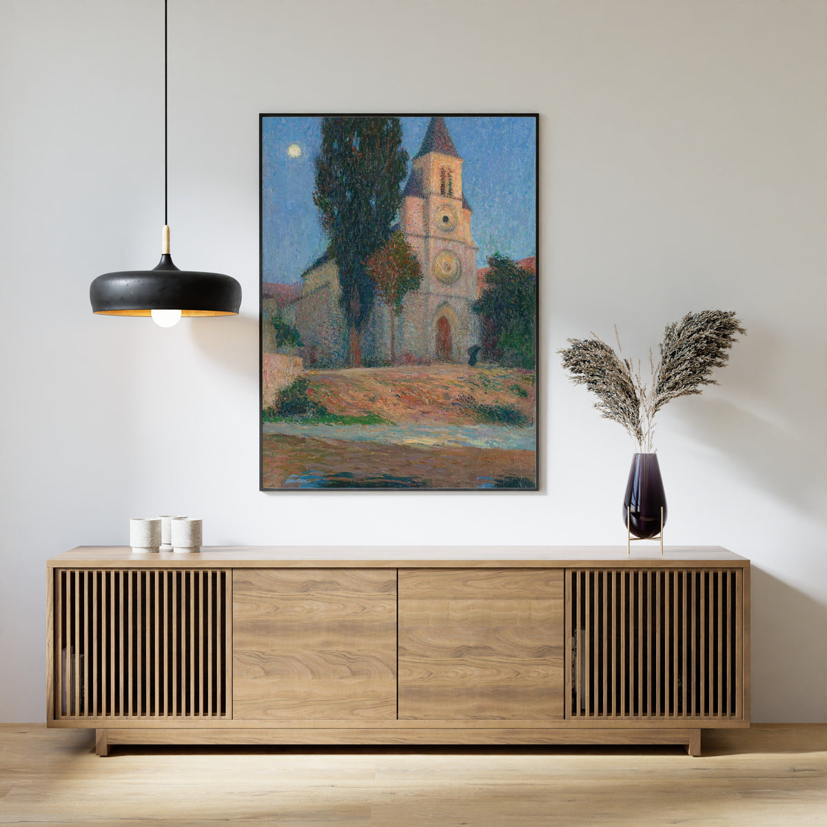 Henri Martin — Lever de lune derrière l'église de La Bastide-du-Vert | Pointillist Landscape Print