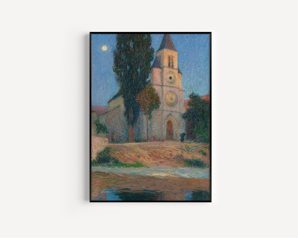 Henri Martin — Lever de lune derrière l'église de La Bastide-du-Vert | Pointillist Landscape Print