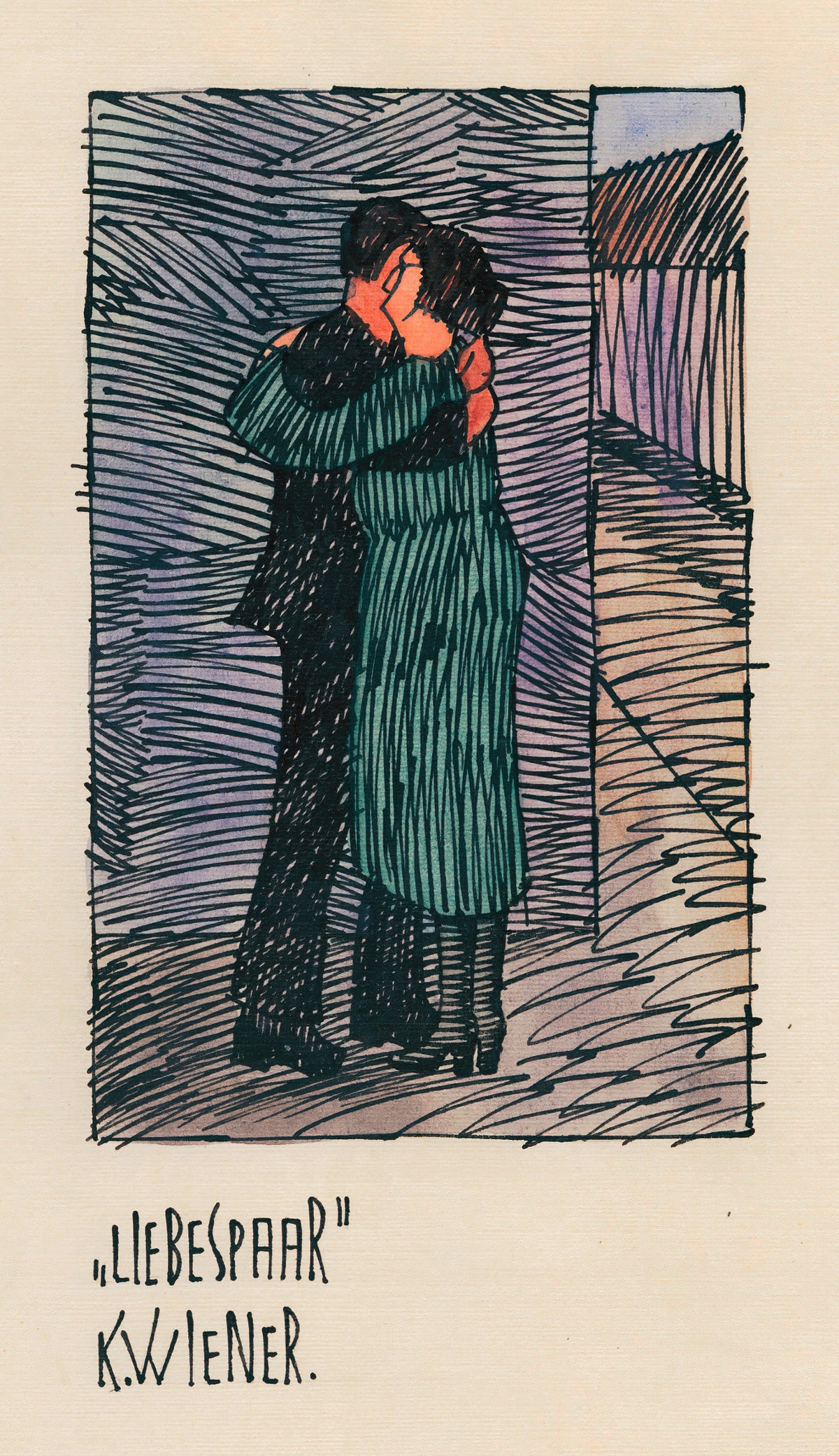 Karl Wiener — Liebespaar (Lovers) | Expressionist Art Print